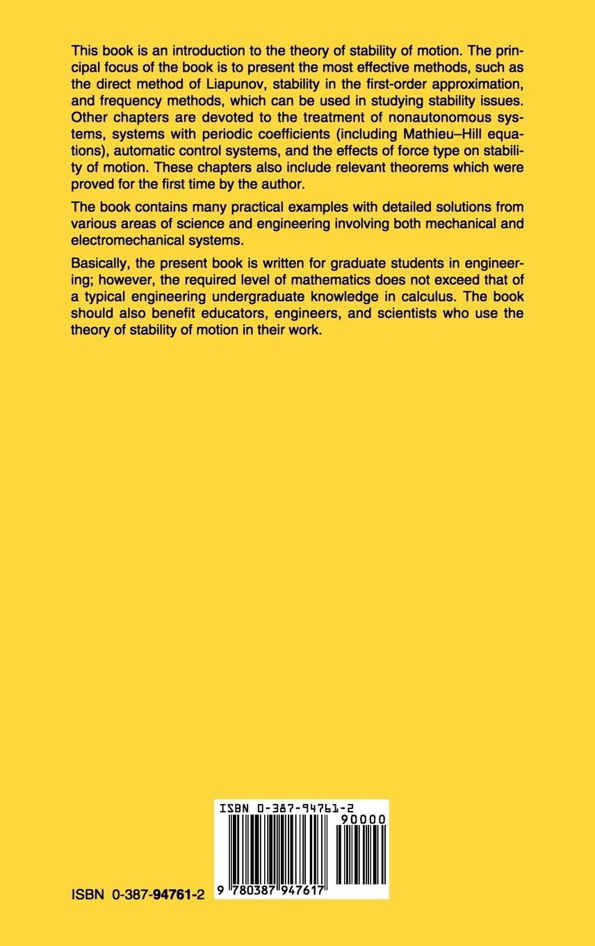 Rückseitencover Introduction to the Theory of Stability