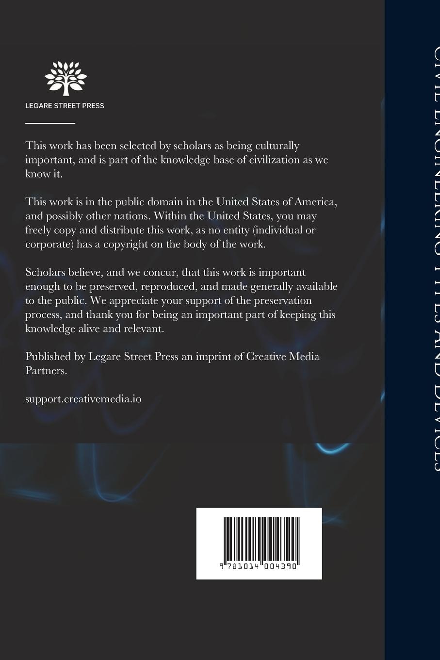 Rückseitencover Civil Engineering Types and Devices; a Classified and Illustrated Index of Plant, Constructions, Machines, Materials, Means and Methods Adopted and in