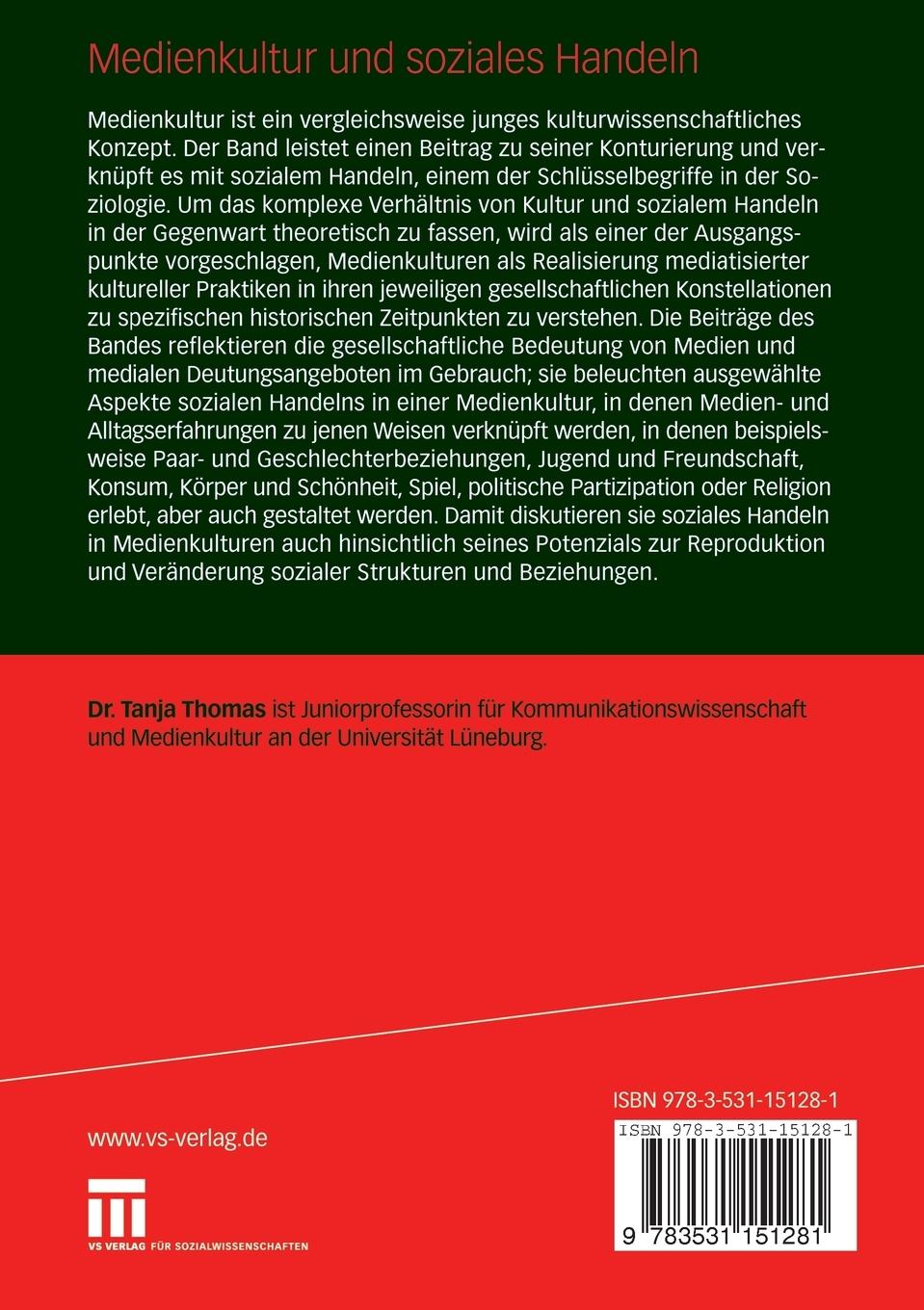Rückseitencover Medienkultur und soziales Handeln