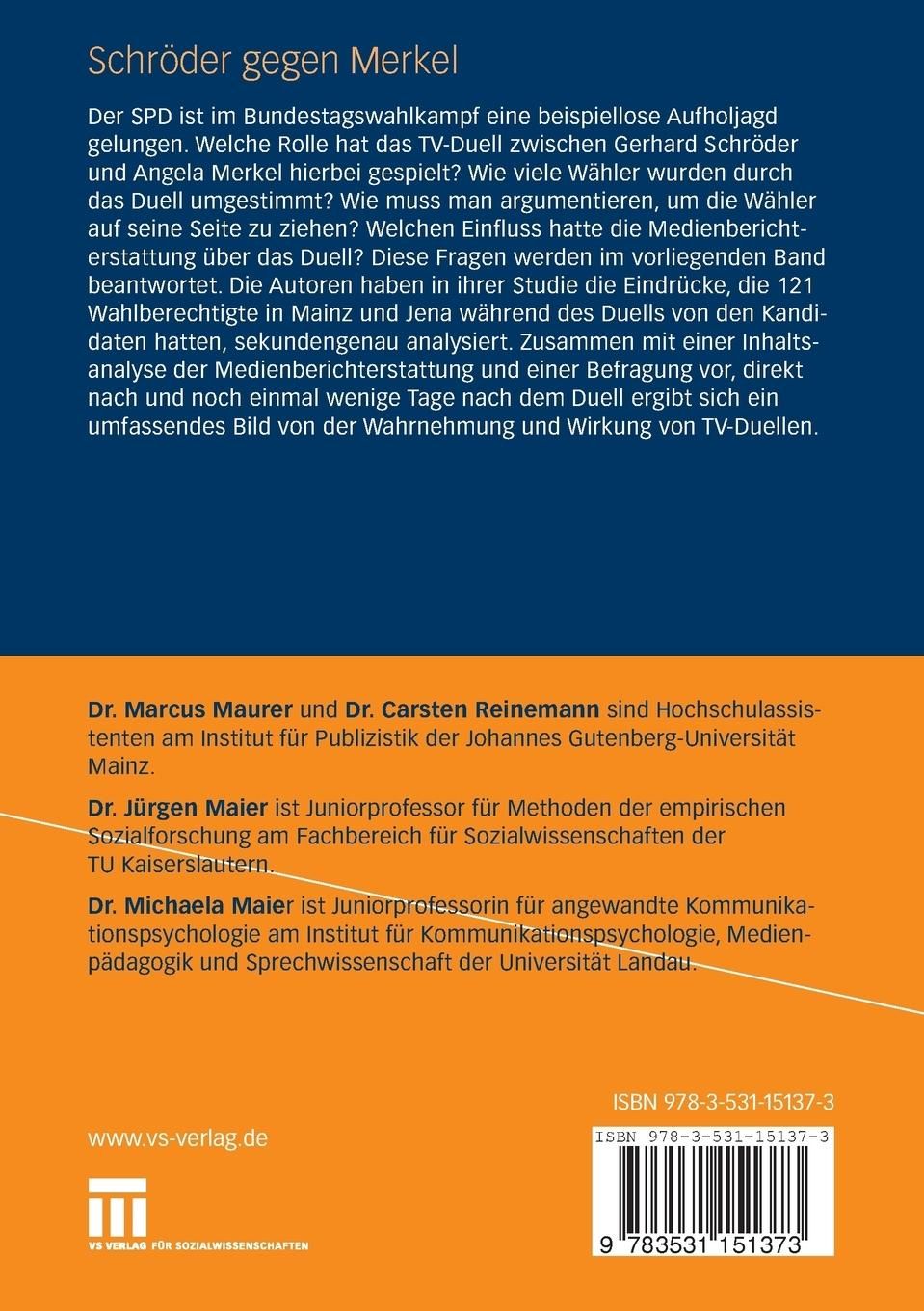 Rückseitencover Schröder gegen Merkel