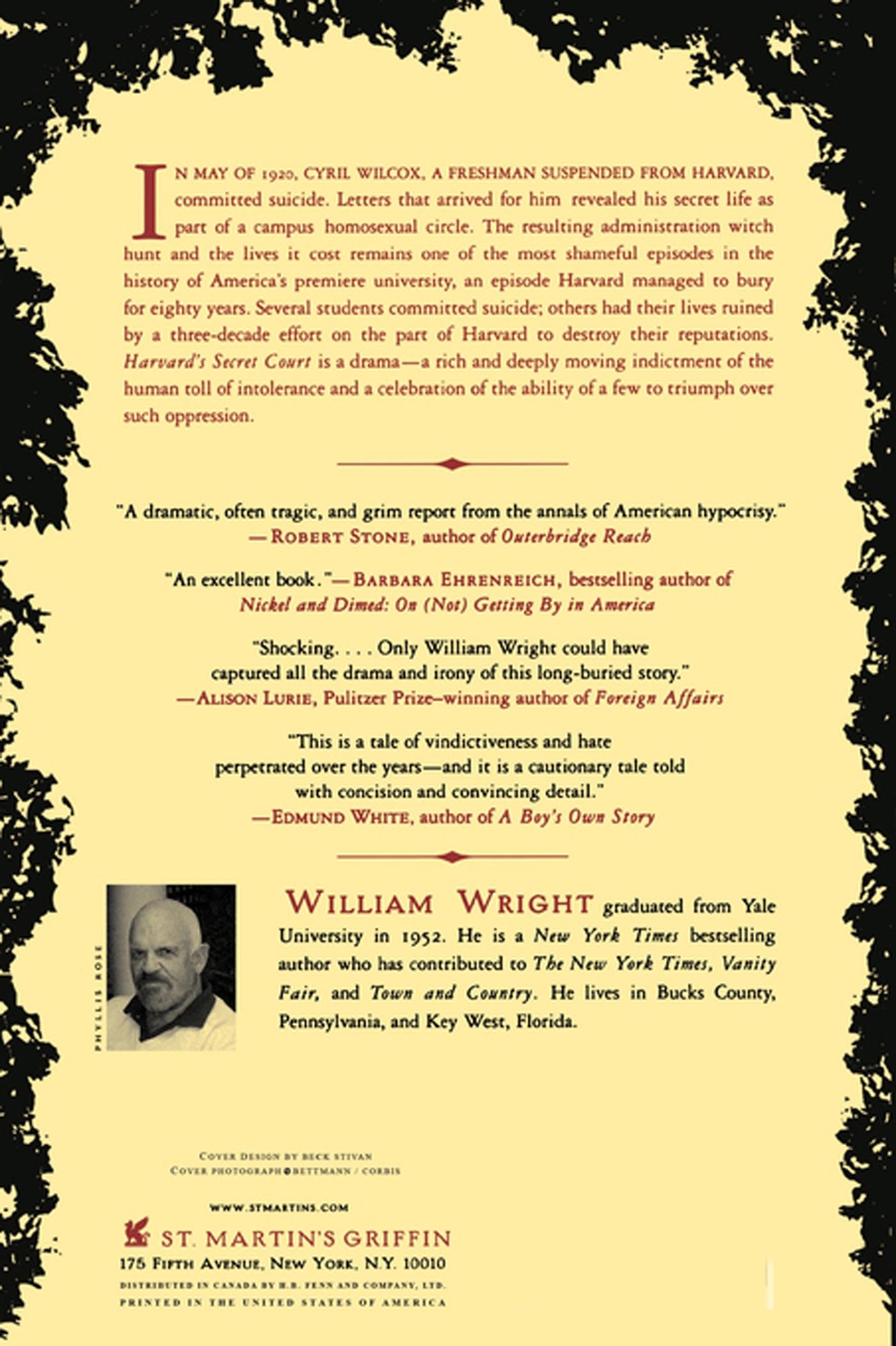 Rückseitencover Harvard's Secret Court