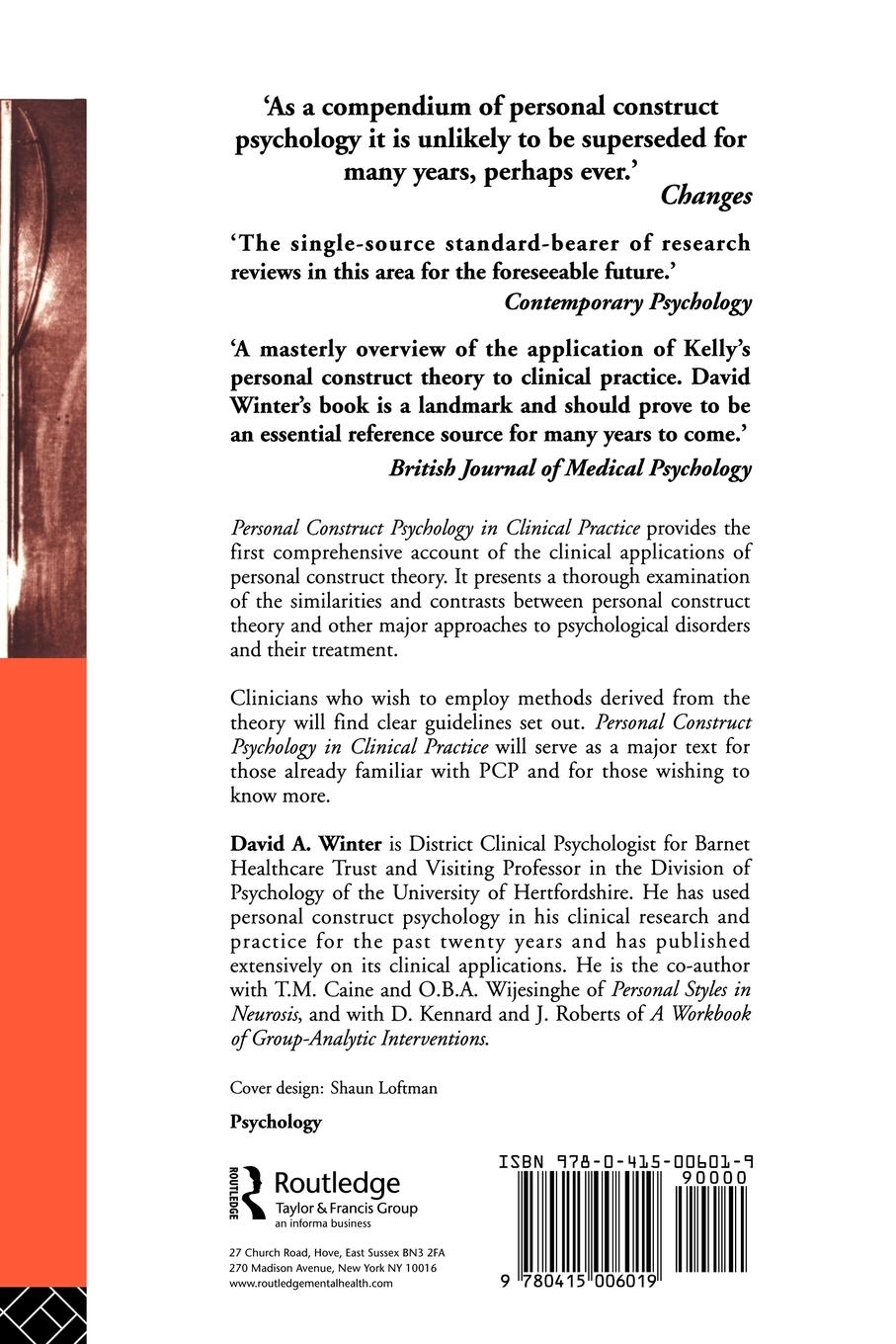 Rückseitencover Personal Construct Psychology in Clinical Practice