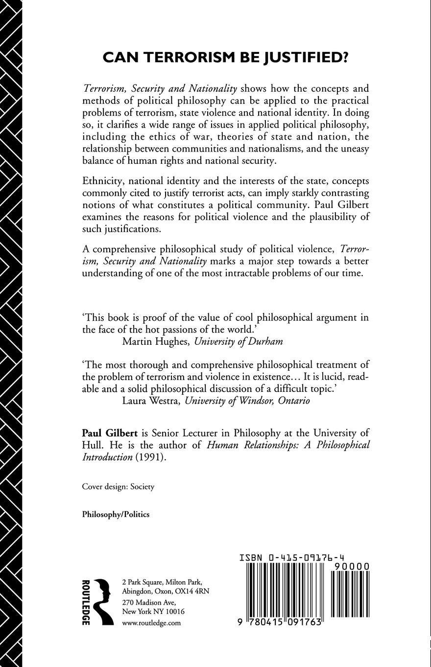 Rückseitencover Terrorism, Security and Nationality