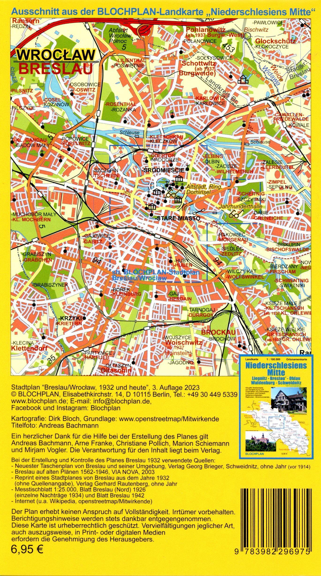 Beispielinhalt (Bild) Stadtplan Breslau/Wroclaw heute und 1932