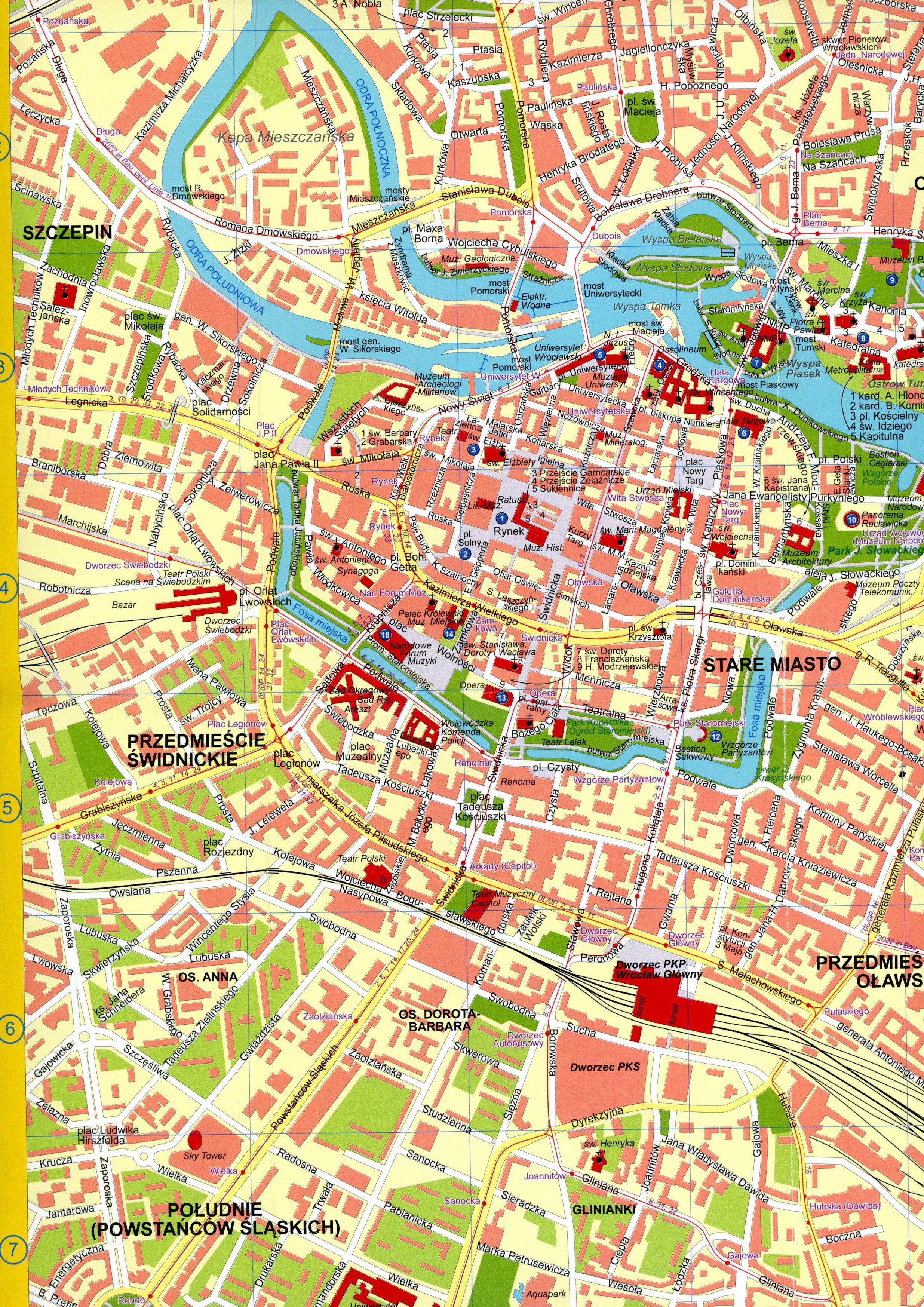 Beispielinhalt (Bild) Stadtplan Breslau/Wroclaw heute und 1932