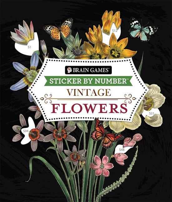 Vorderes Coverbild Brain Games - Sticker by Number - Vintage: Flowers (28 Images to Sticker)