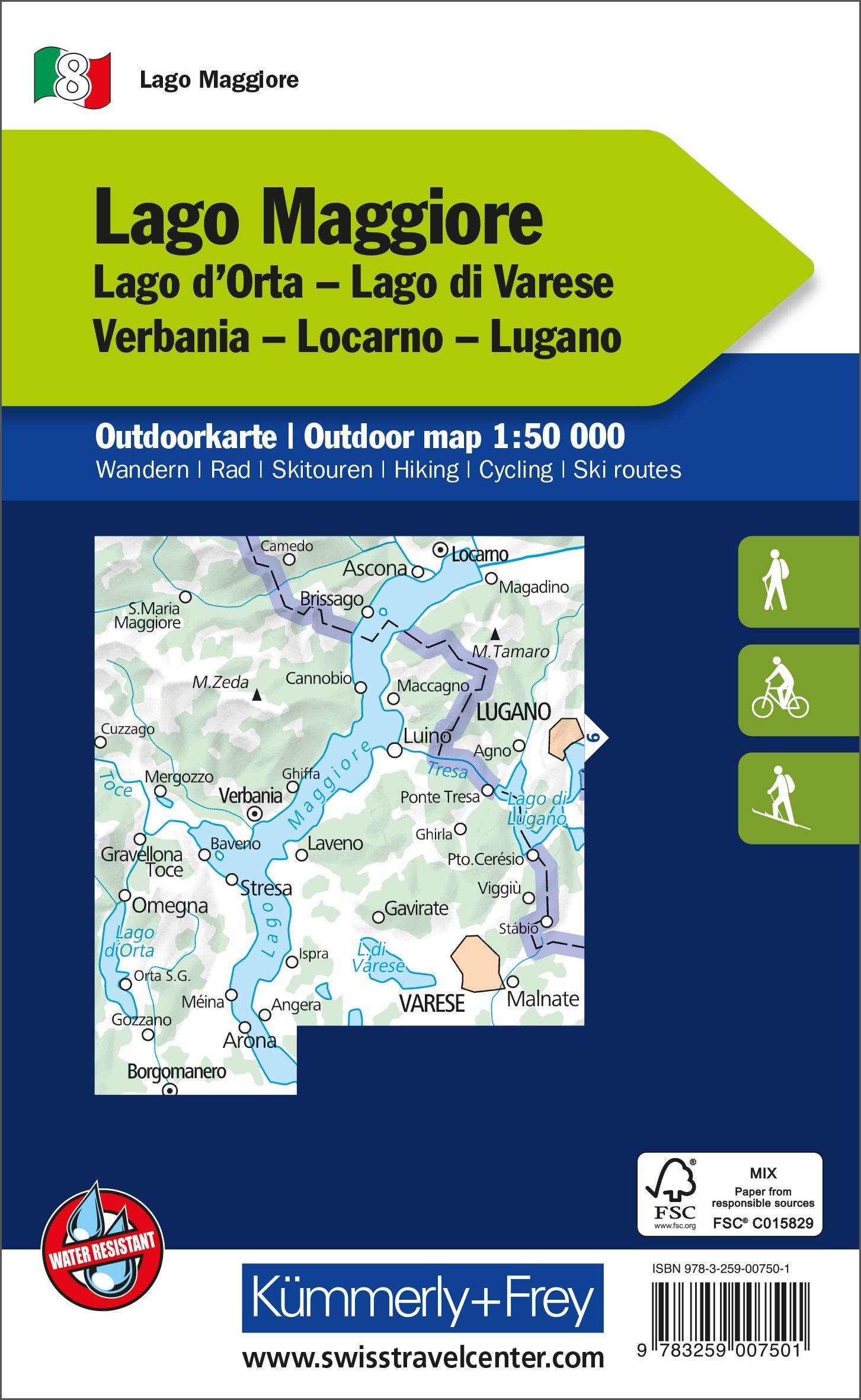 Beispielinhalt (Bild) Kümmerly+Frey Outdoorkarte Lago Maggiore 1:50.000