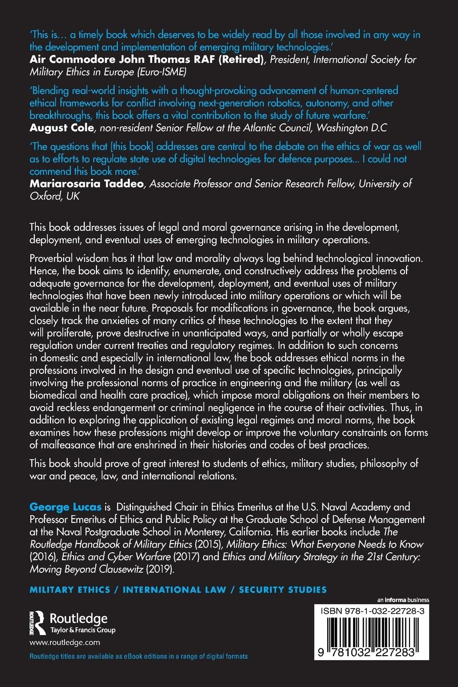 Rückseitencover Law, Ethics and Emerging Military Technologies