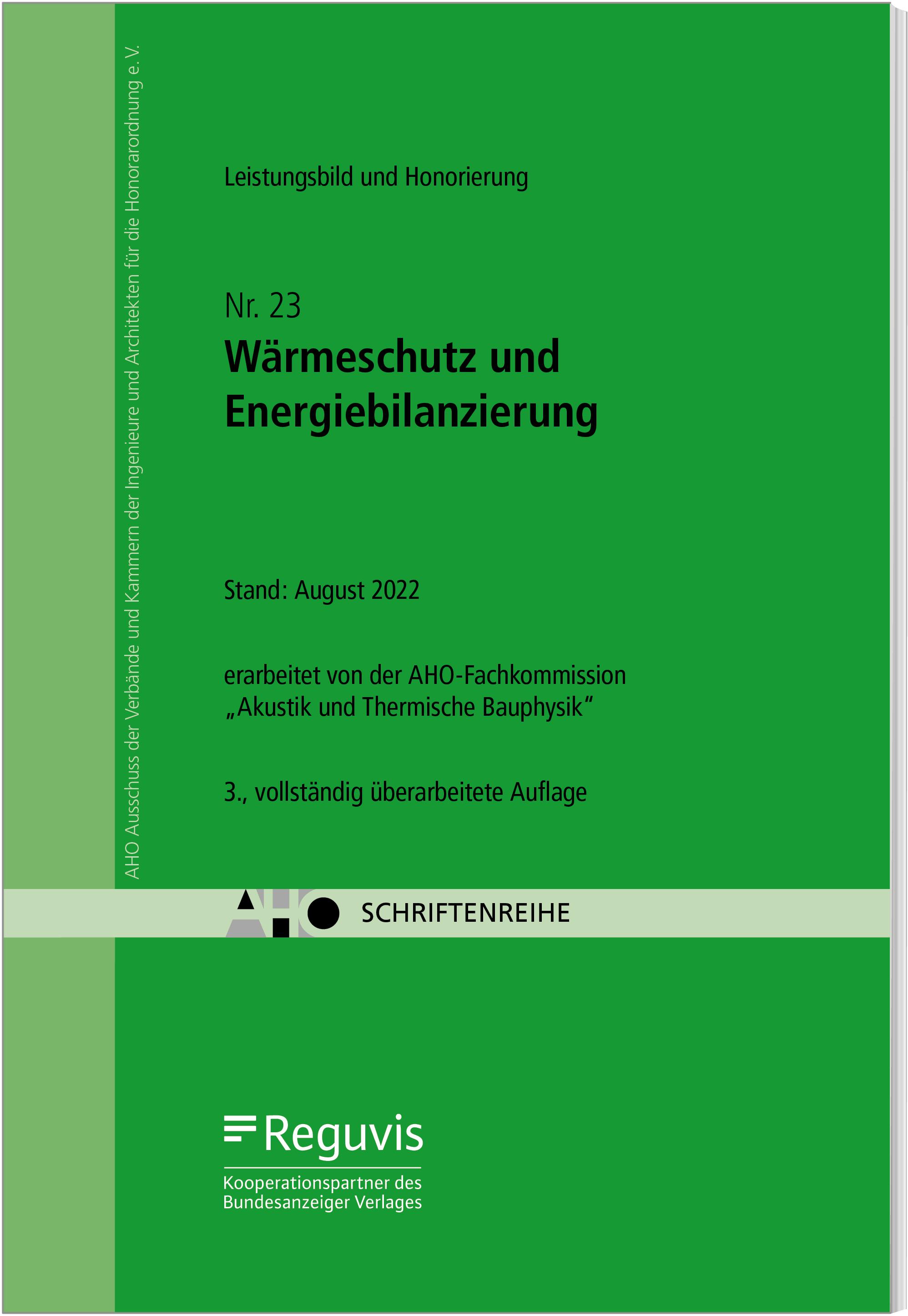 Vorderes Coverbild Wärmeschutz und Energiebilanzierung - Leistungsbild und Honorierung