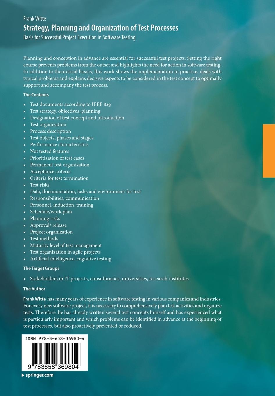 Rückseitencover Strategy, Planning and Organization of Test Processes