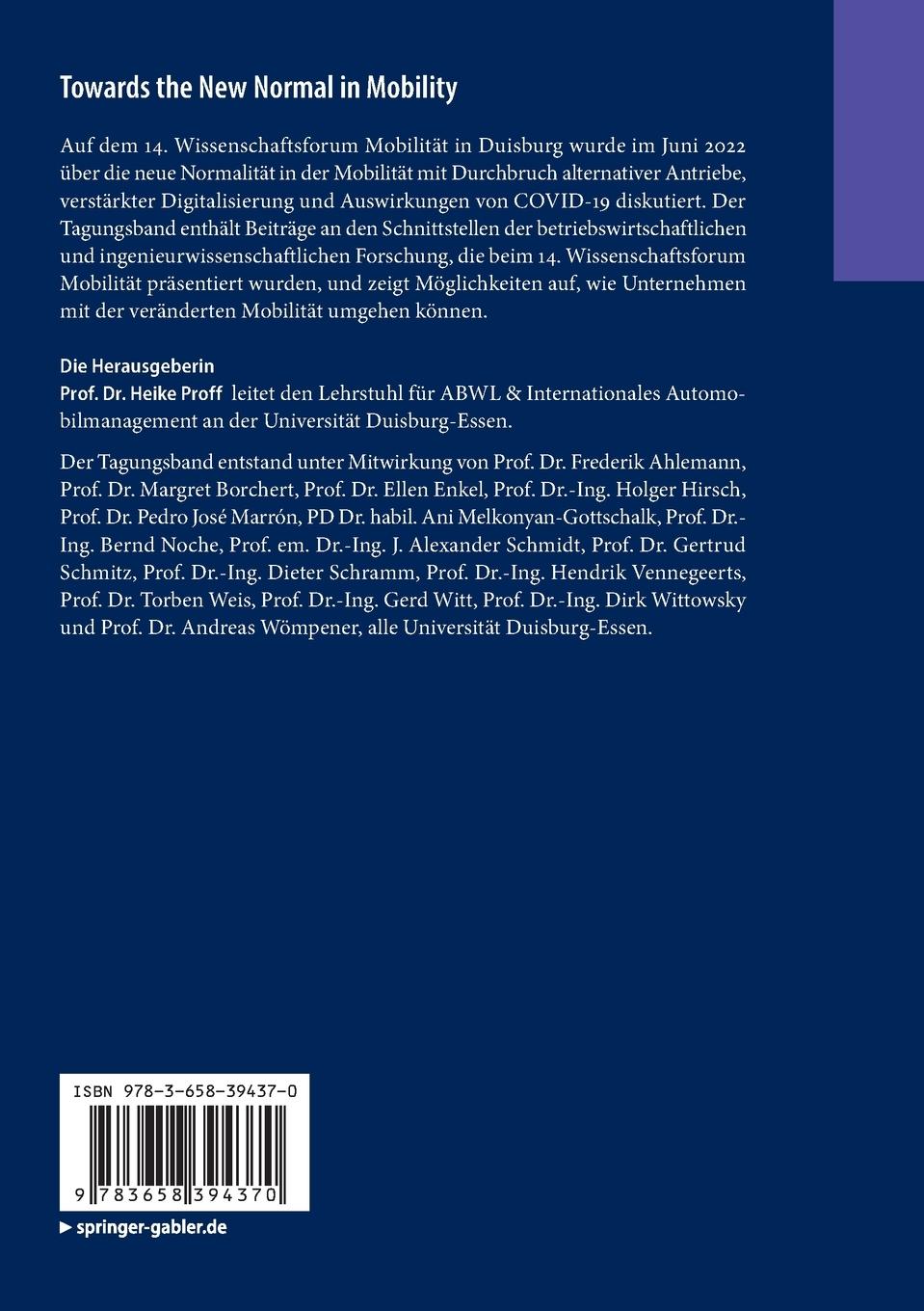 Rückseitencover Towards the New Normal in Mobility