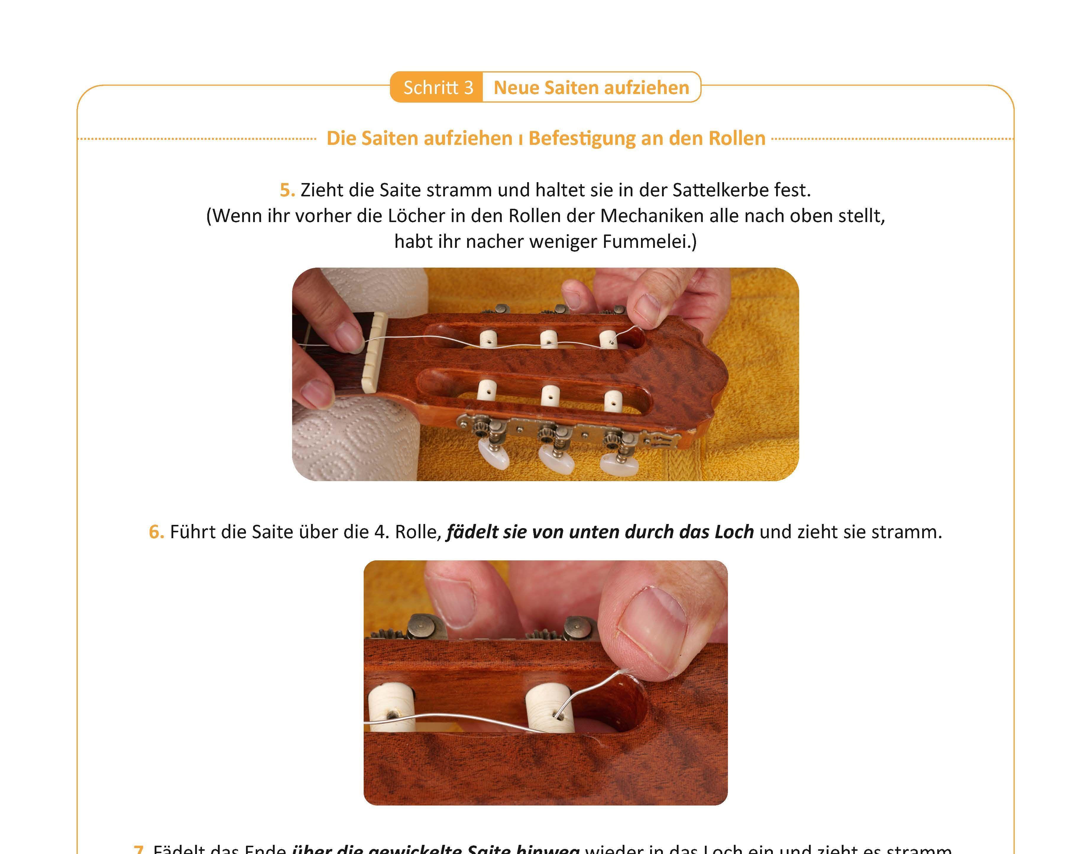 Beispielinhalt (Bild) Saitenwechsel und Pflege der Gitarre