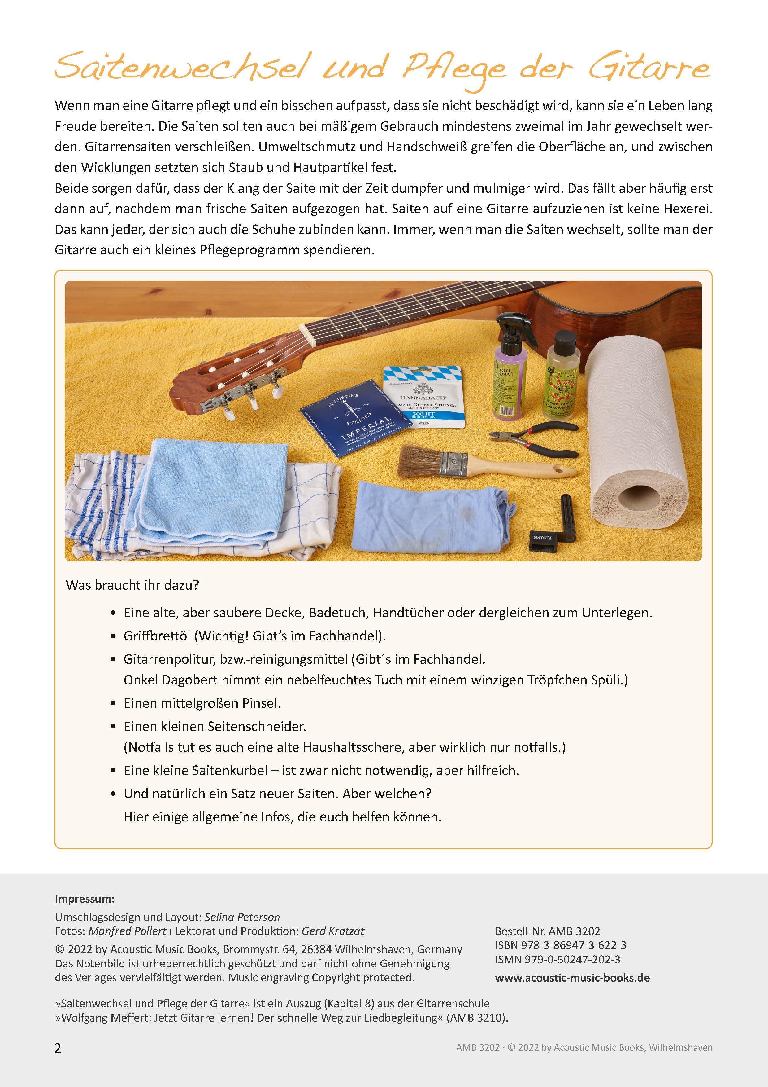 Beispielinhalt (Bild) Saitenwechsel und Pflege der Gitarre