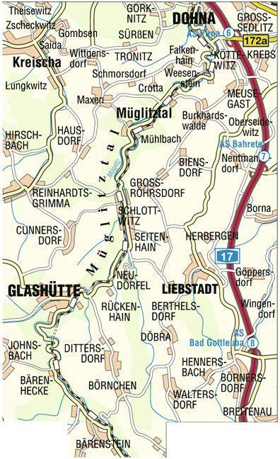 Beispielinhalt (Bild) Müglitztal. Liebstadt und Umgebung 1:20 000