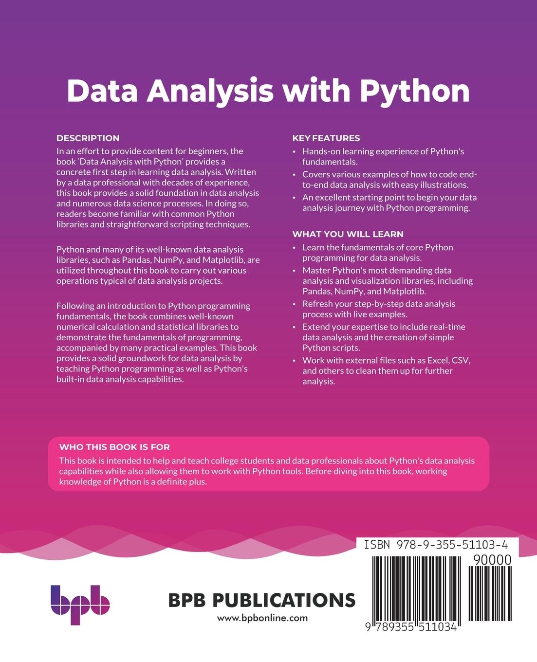 Rückseitencover Data Analysis with Python