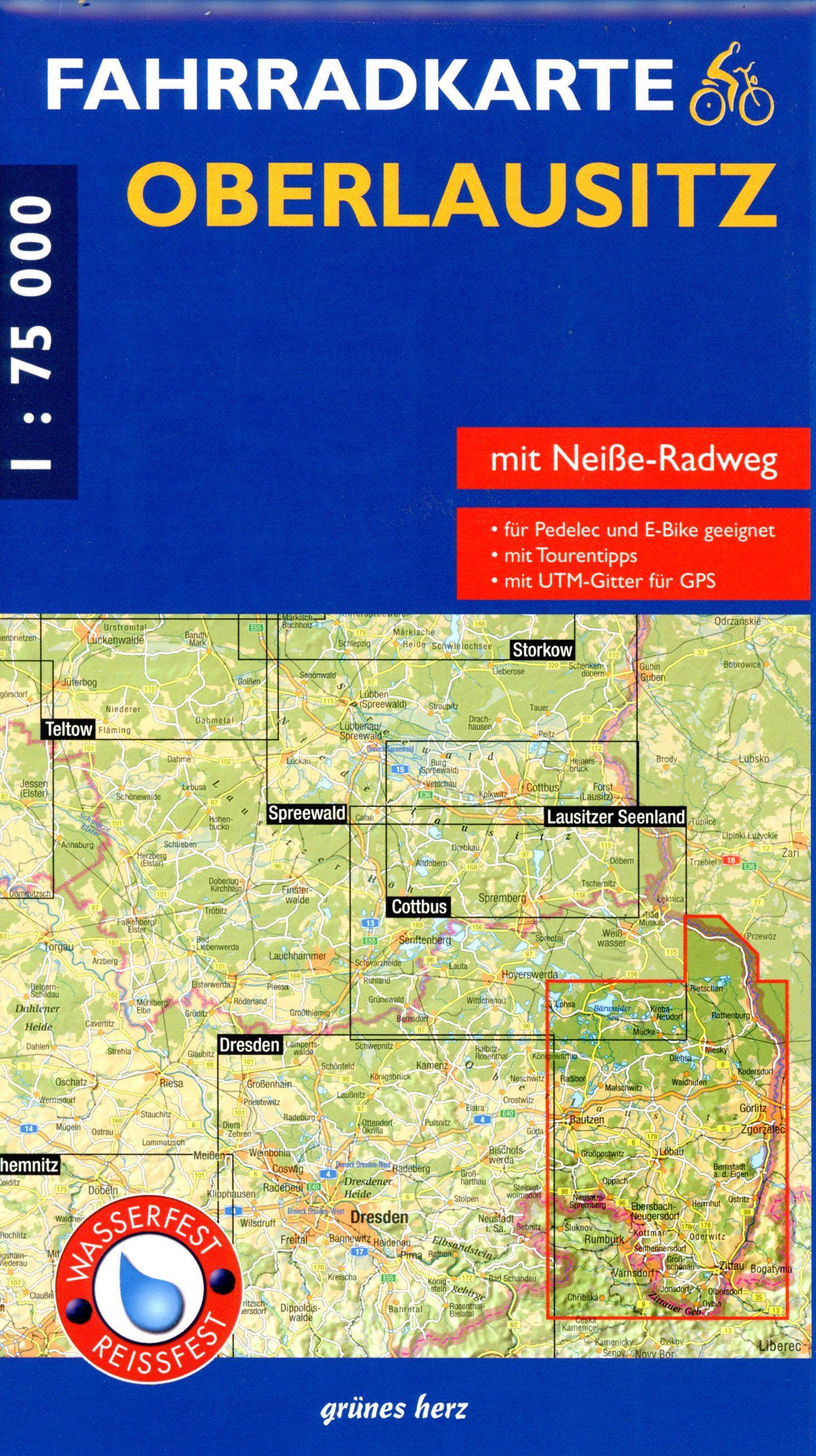 Vorderes Coverbild Fahrradkarte Oberlausitz