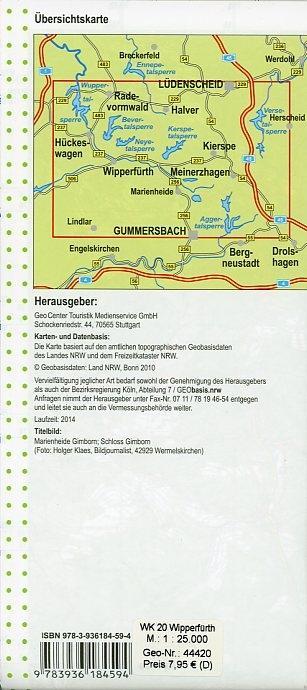 Beispielinhalt (Bild) Wipperfürth, Lüdenscheid, Meinerzhagen, topographische Wanderkarte NRW