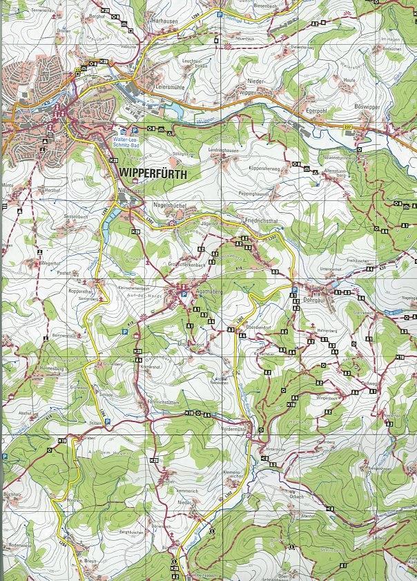 Beispielinhalt (Bild) Wipperfürth, Lüdenscheid, Meinerzhagen, topographische Wanderkarte NRW