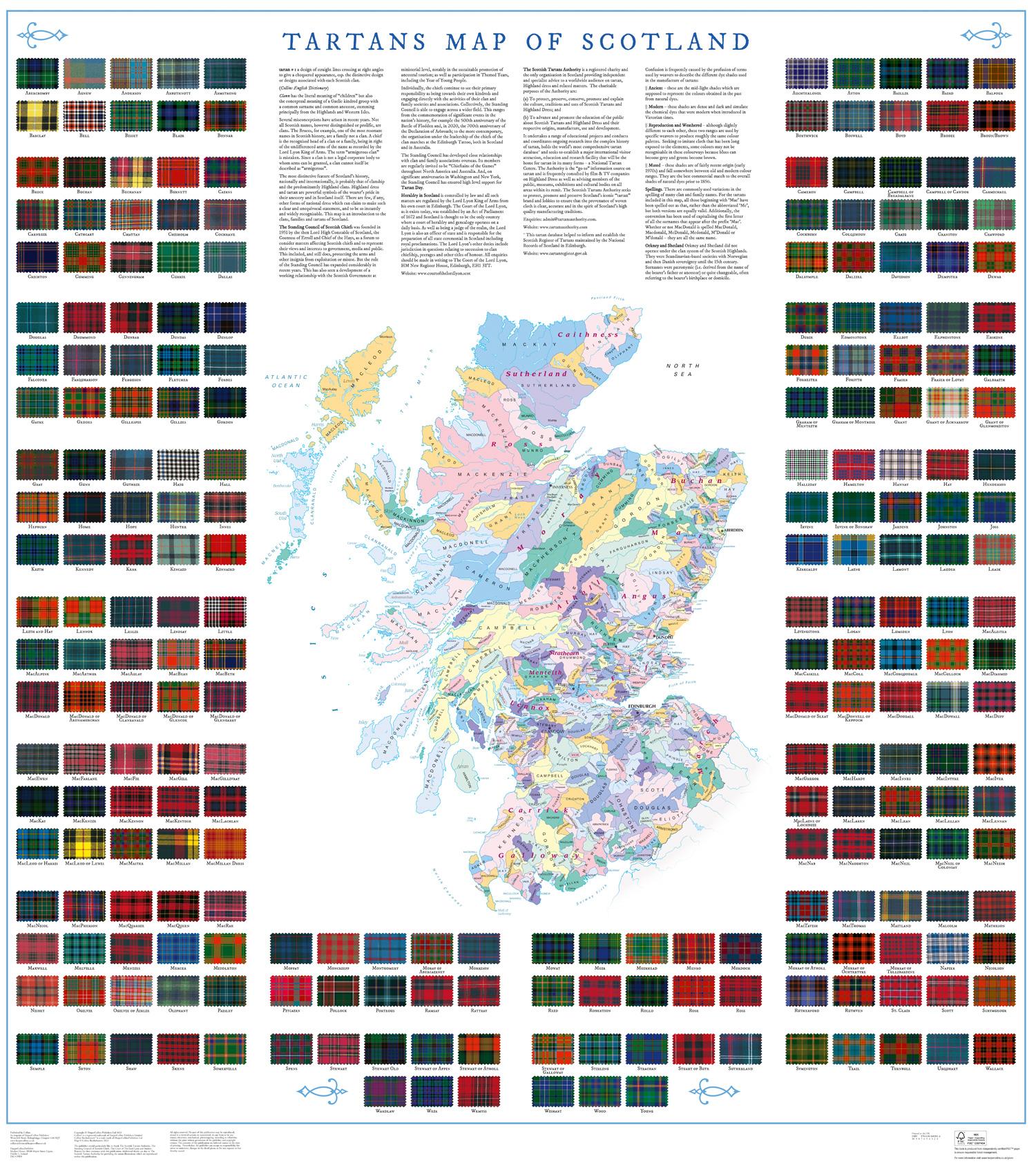 Beispielinhalt (Bild) Collins Scotland Clans and Tartans Map