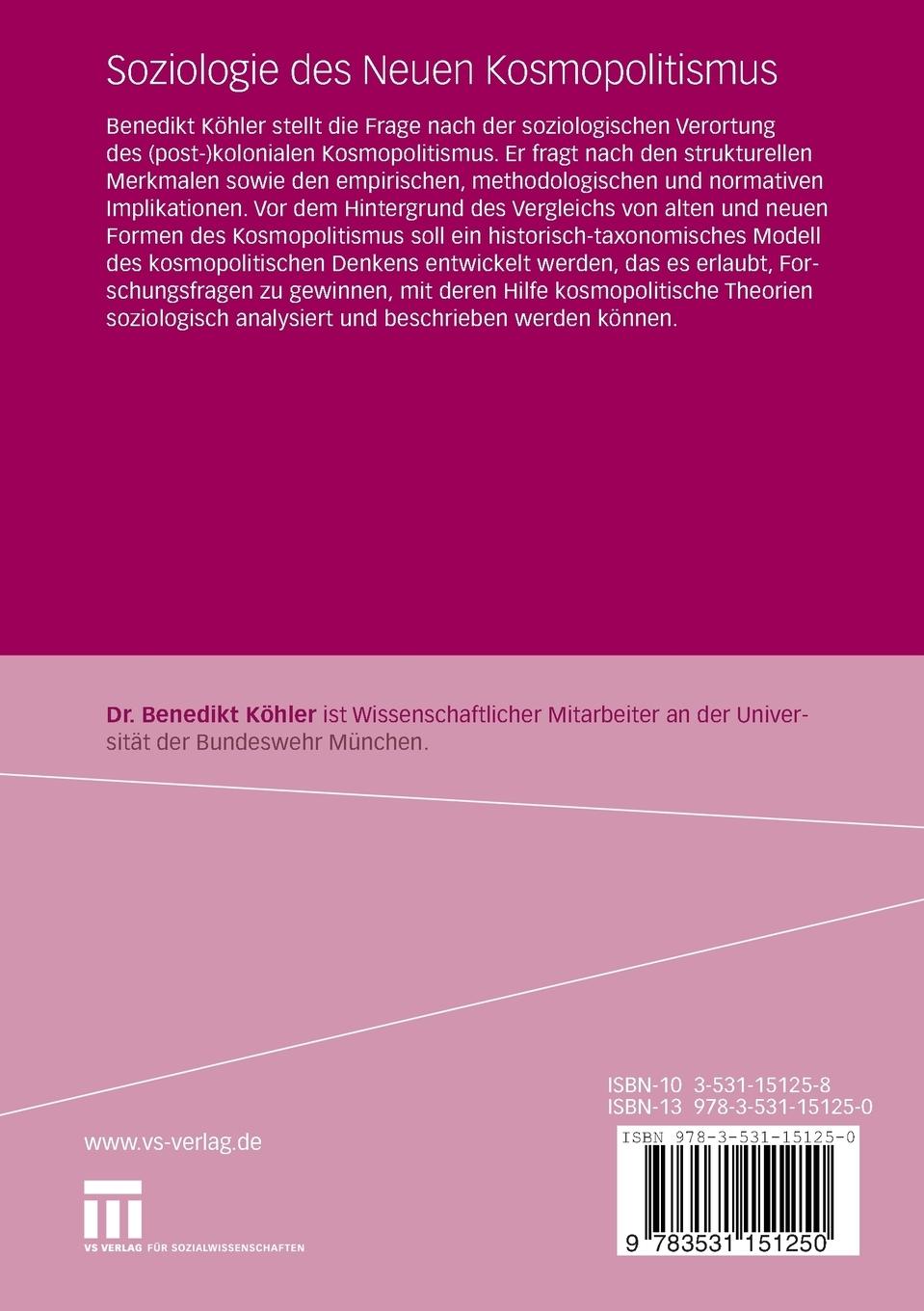 Rückseitencover Soziologie des Neuen Kosmopolitismus