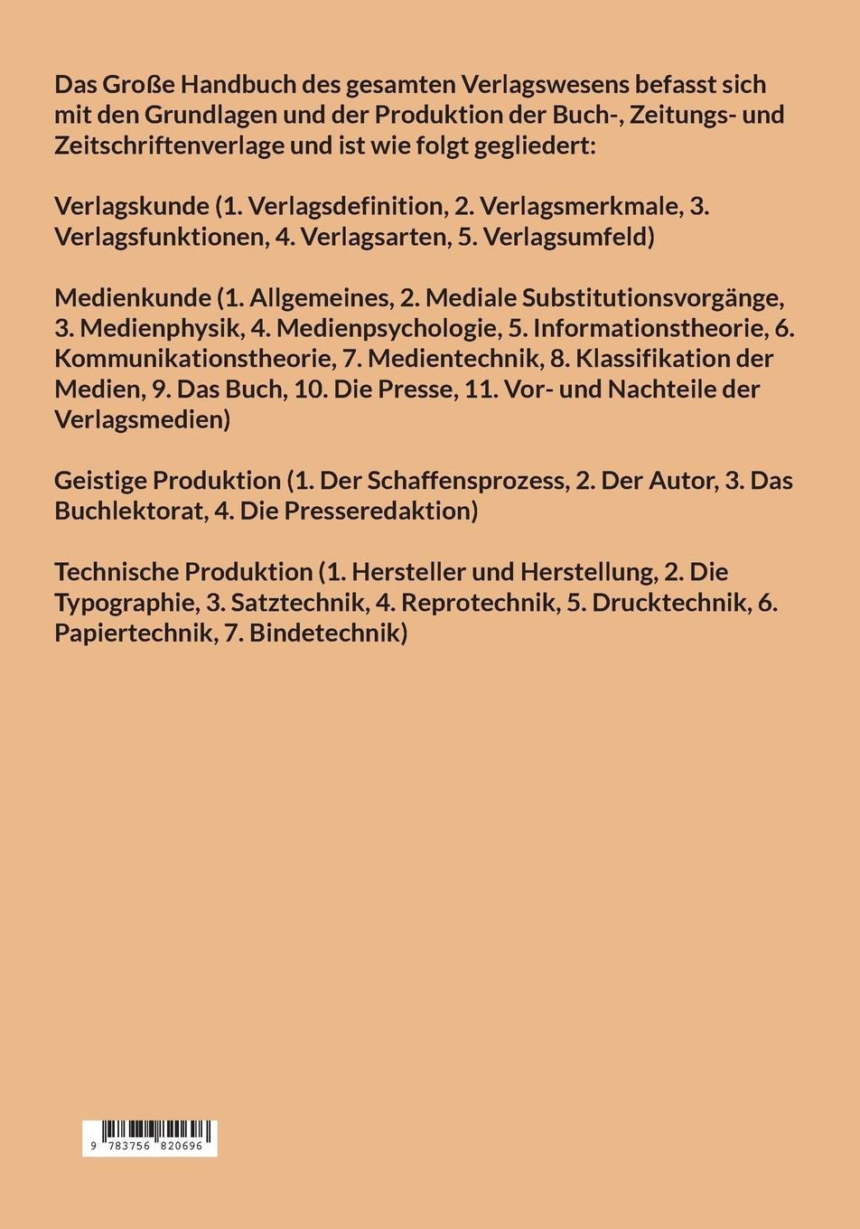 Rückseitencover Großes Handbuch des gesamten Verlagswesens