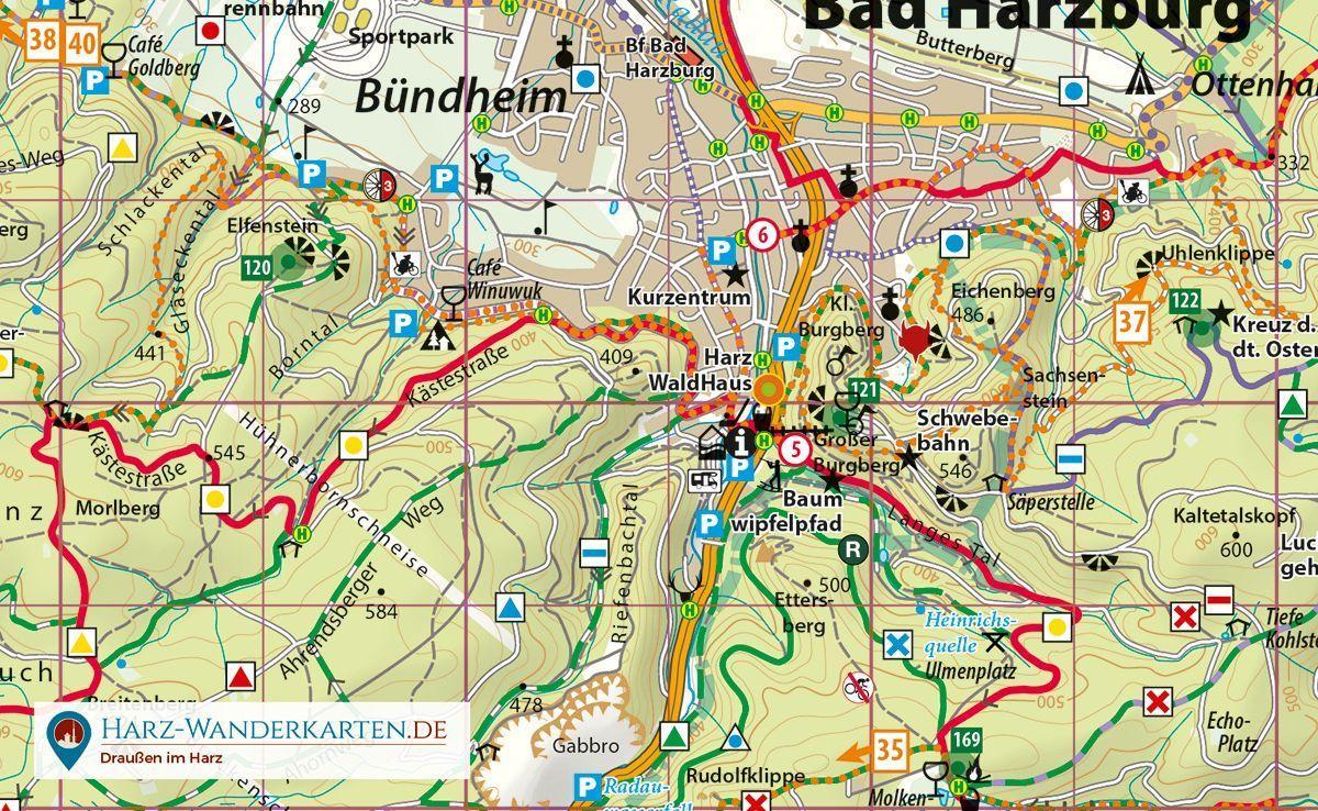 Beispielinhalt (Bild) Fahrradkarte Harz 1 : 50 000
