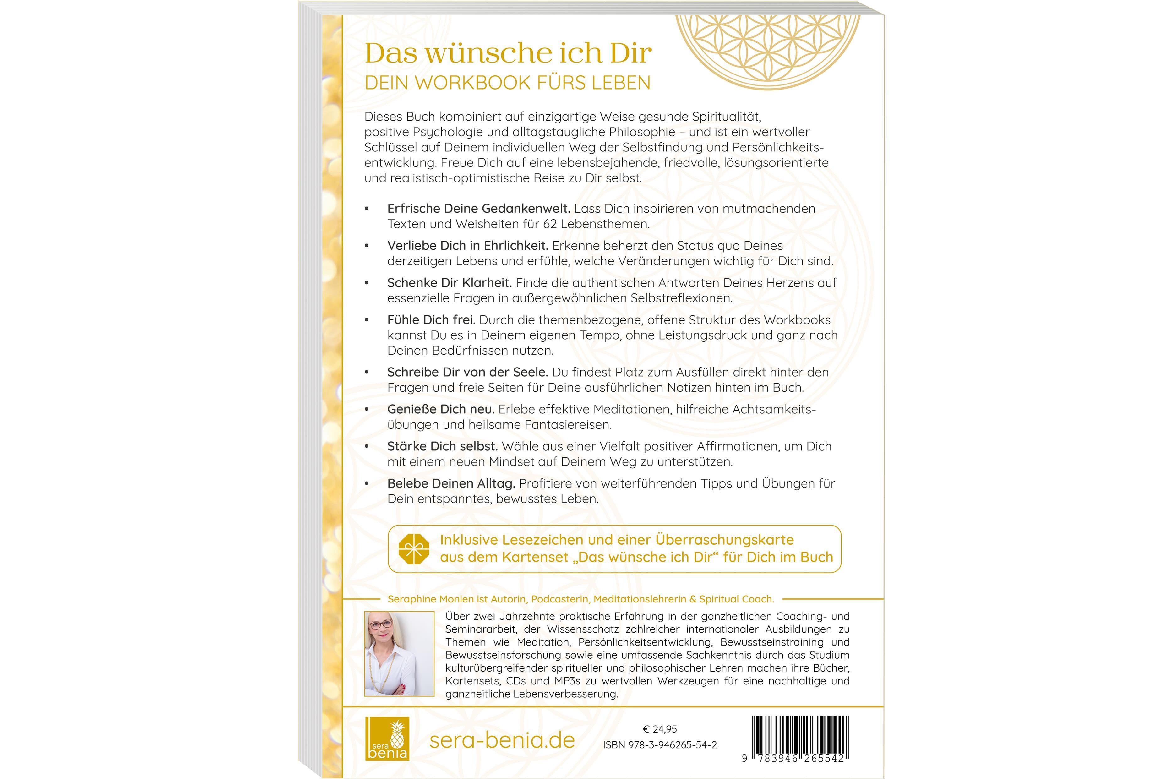 Beispielinhalt (Bild) Das wünsche ich Dir | Workbook zur Persönlichkeitsentwicklung & Selbstfindung | Lebensweisheiten, Selbstreflexionen, Positive Affirmationen, Meditationen und Übungen | 62 Lebensthemen