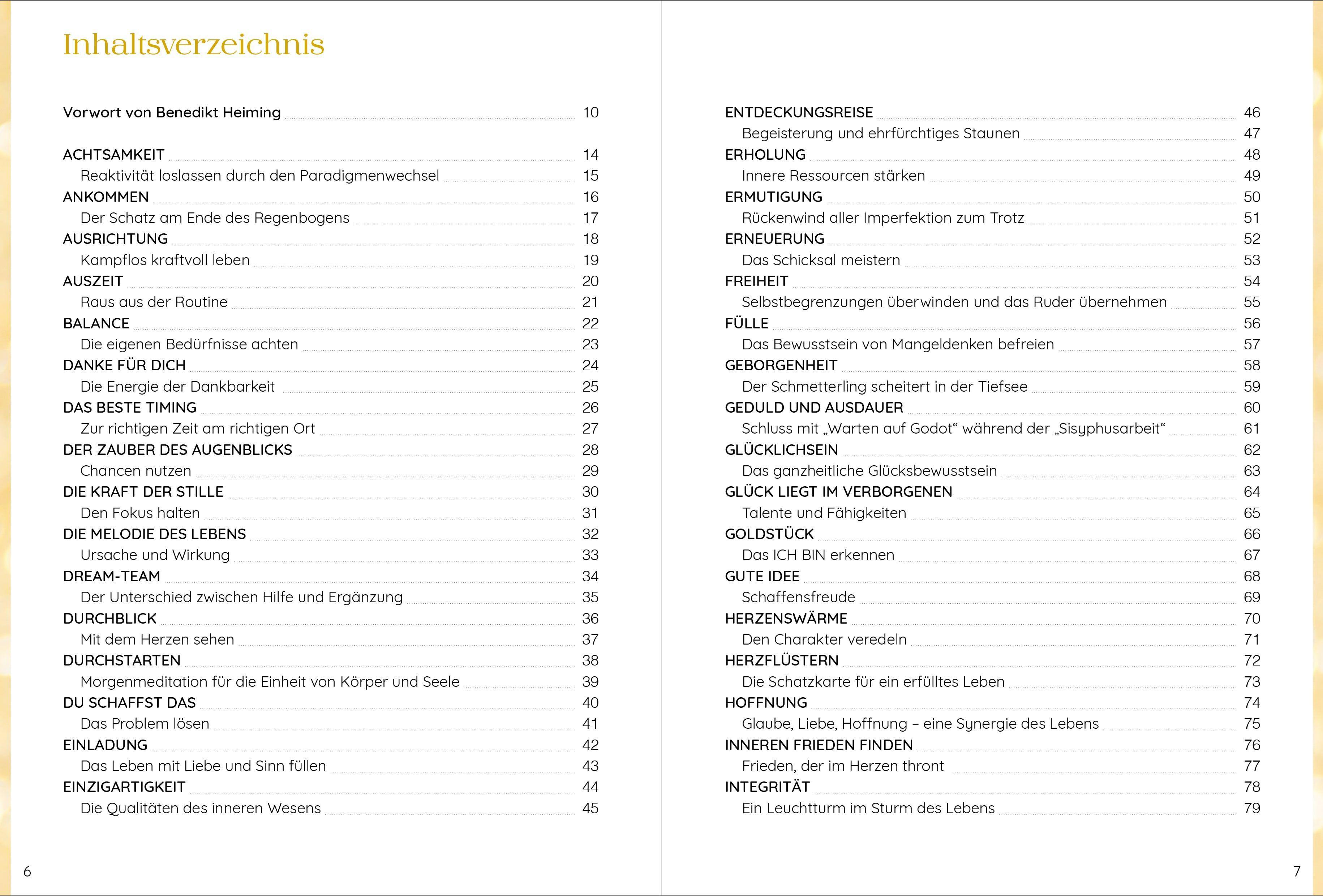 Beispielinhalt (Bild) Das wünsche ich Dir | Workbook zur Persönlichkeitsentwicklung & Selbstfindung | Lebensweisheiten, Selbstreflexionen, Positive Affirmationen, Meditationen und Übungen | 62 Lebensthemen