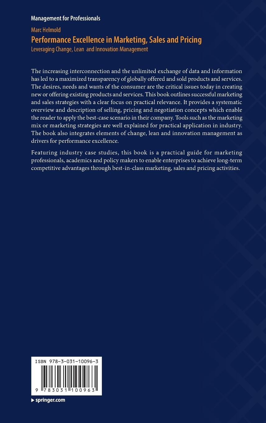 Rückseitencover Performance Excellence in Marketing, Sales and Pricing