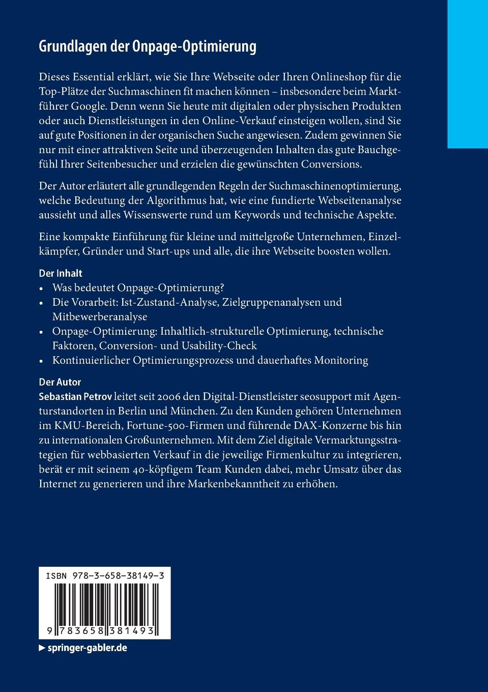 Rückseitencover Grundlagen der Onpage-Optimierung