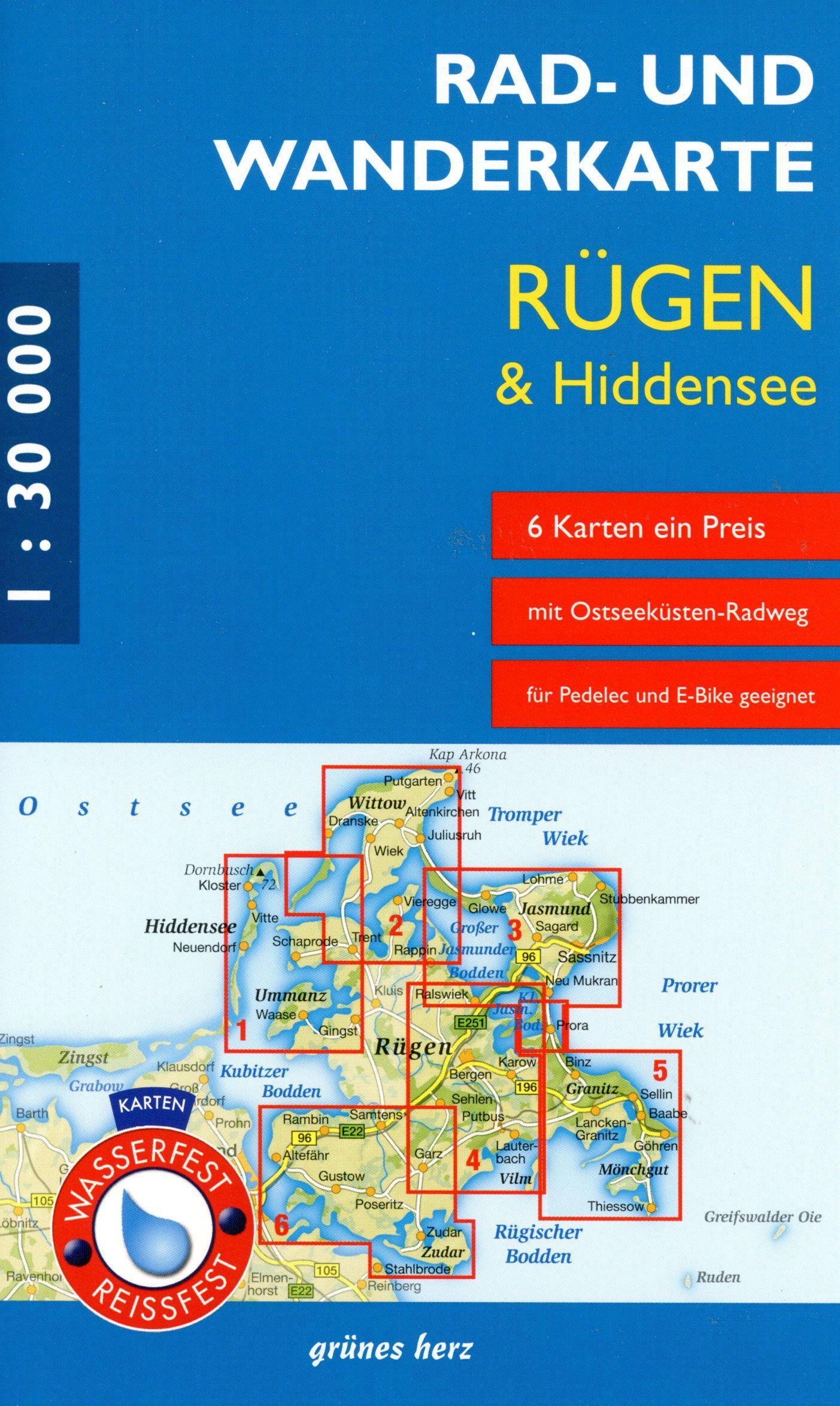 Vorderes Coverbild Rad- und Wanderkarten-Set Rügen & Hiddensee