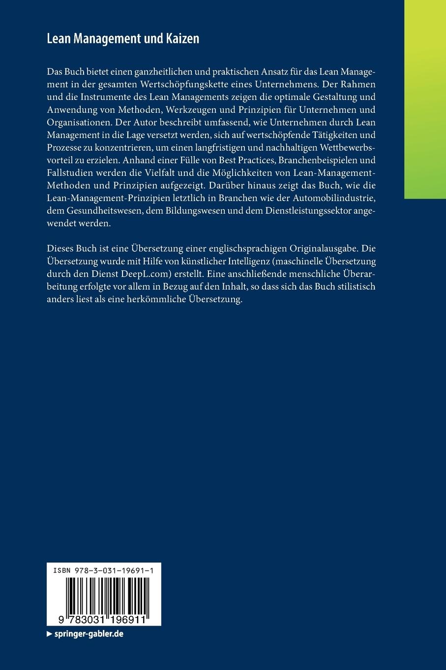 Rückseitencover Lean Management und Kaizen