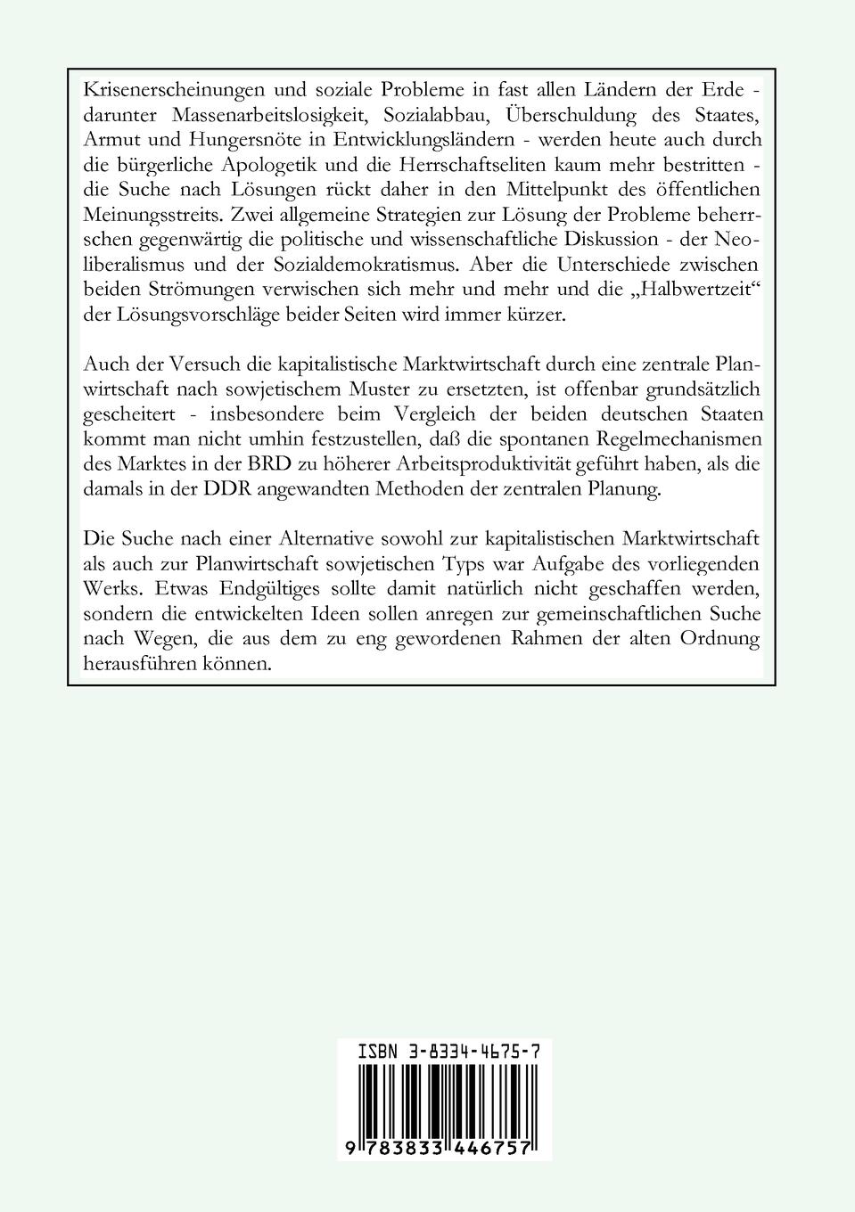 Rückseitencover Modell einer sozialistischen Marktwirtschaft. Band 2
