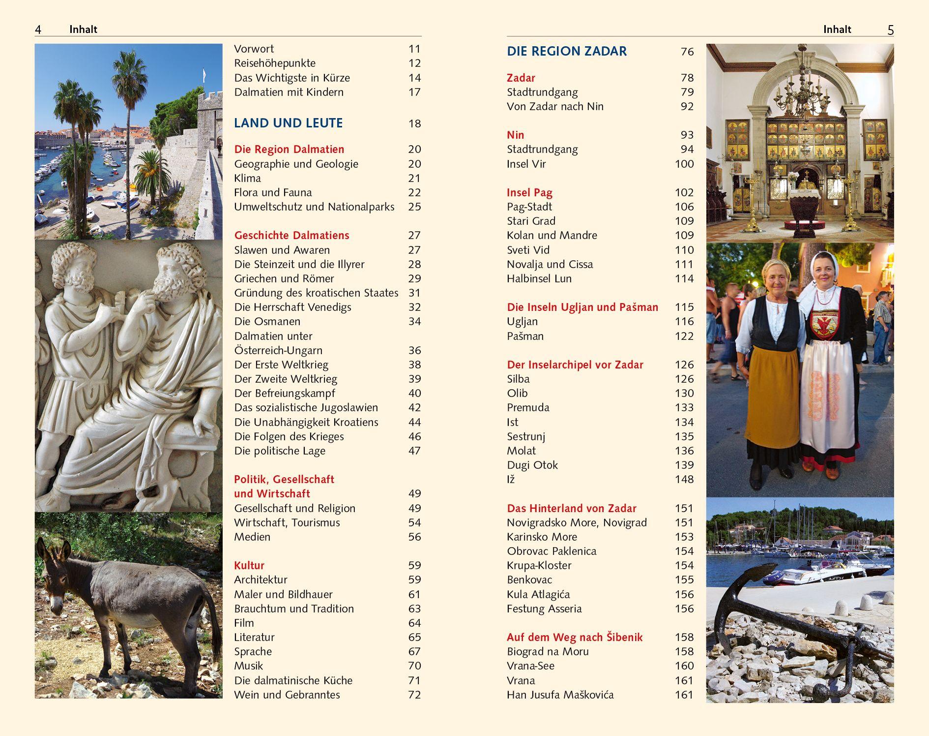 Beispielinhalt (Bild) TRESCHER Reiseführer Dalmatien