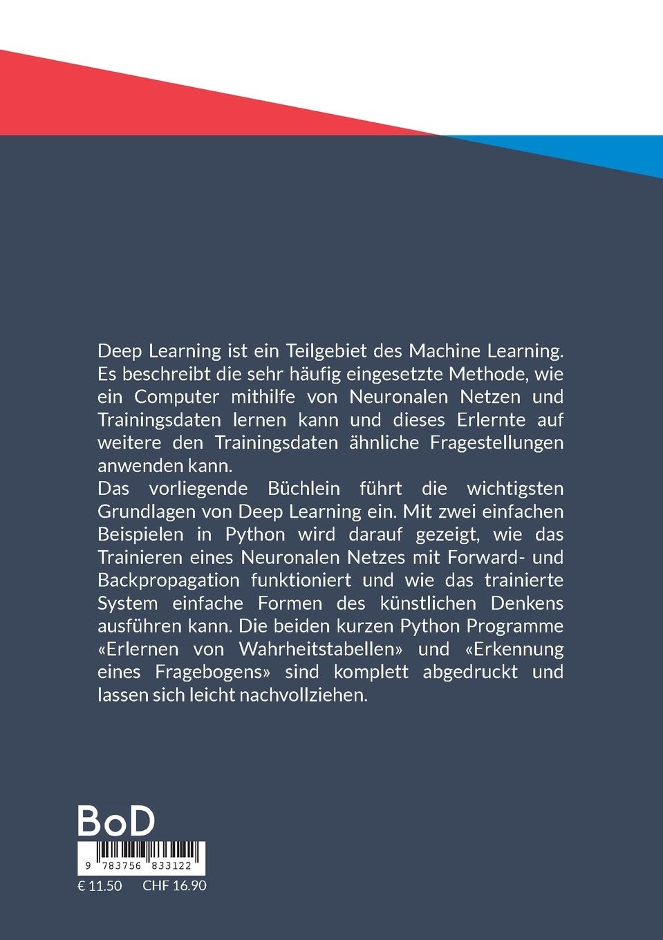Rückseitencover Deep Learning, eine Einführung mit zwei schönen Kurzbeispielen