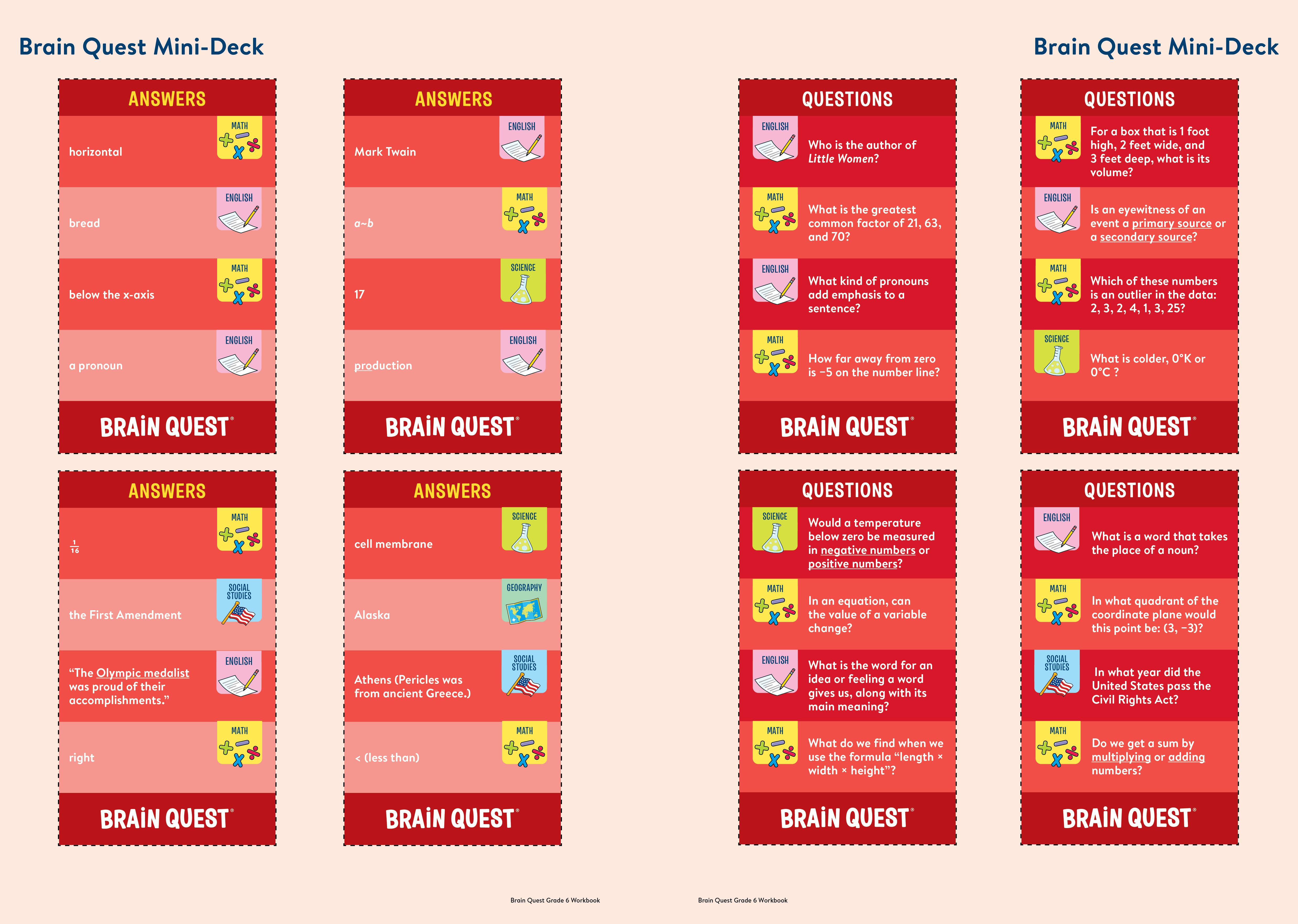 Beispielinhalt (Bild) Brain Quest Workbook: 6th Grade Revised Edition