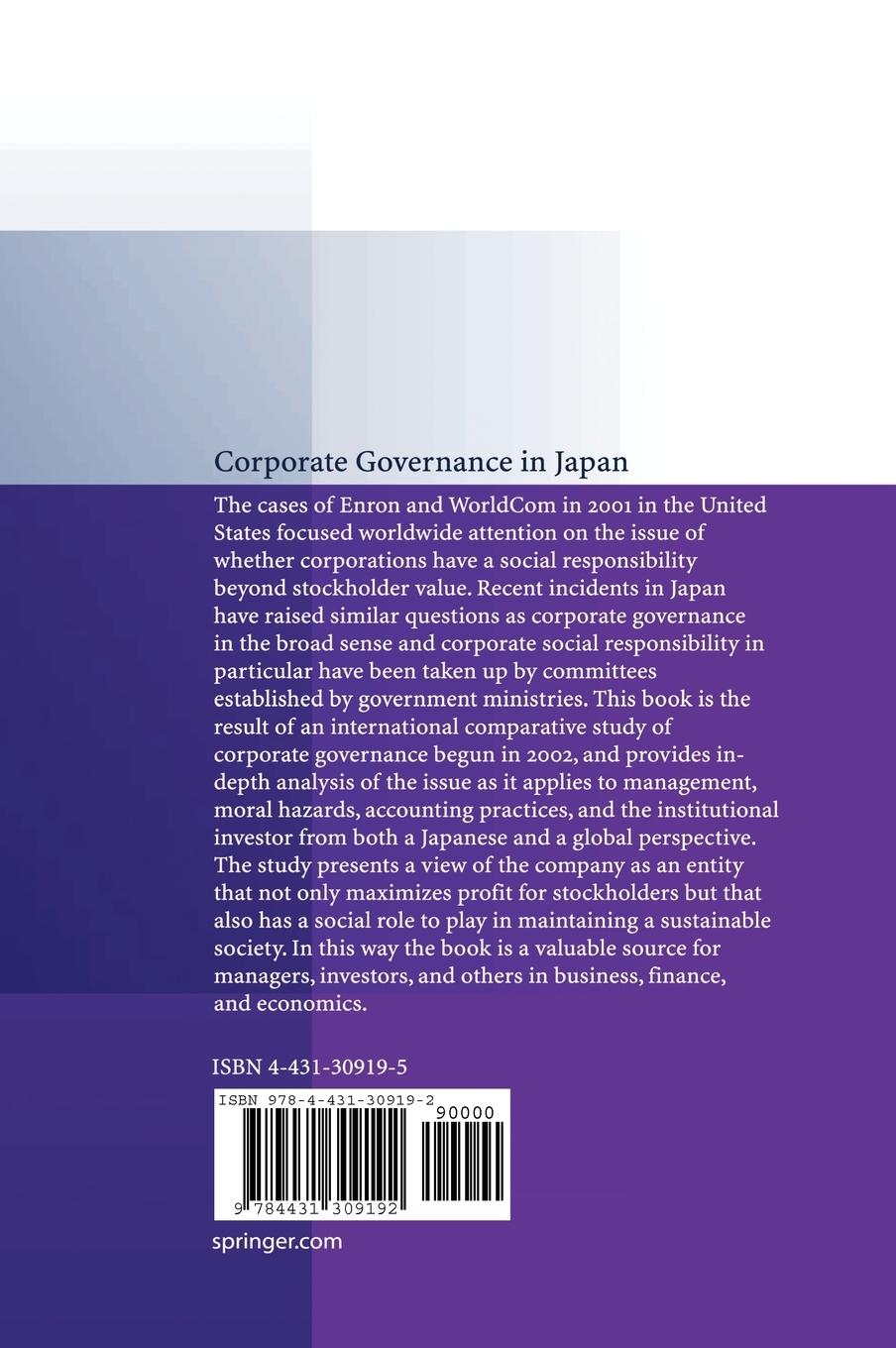 Rückseitencover Corporate Governance in Japan