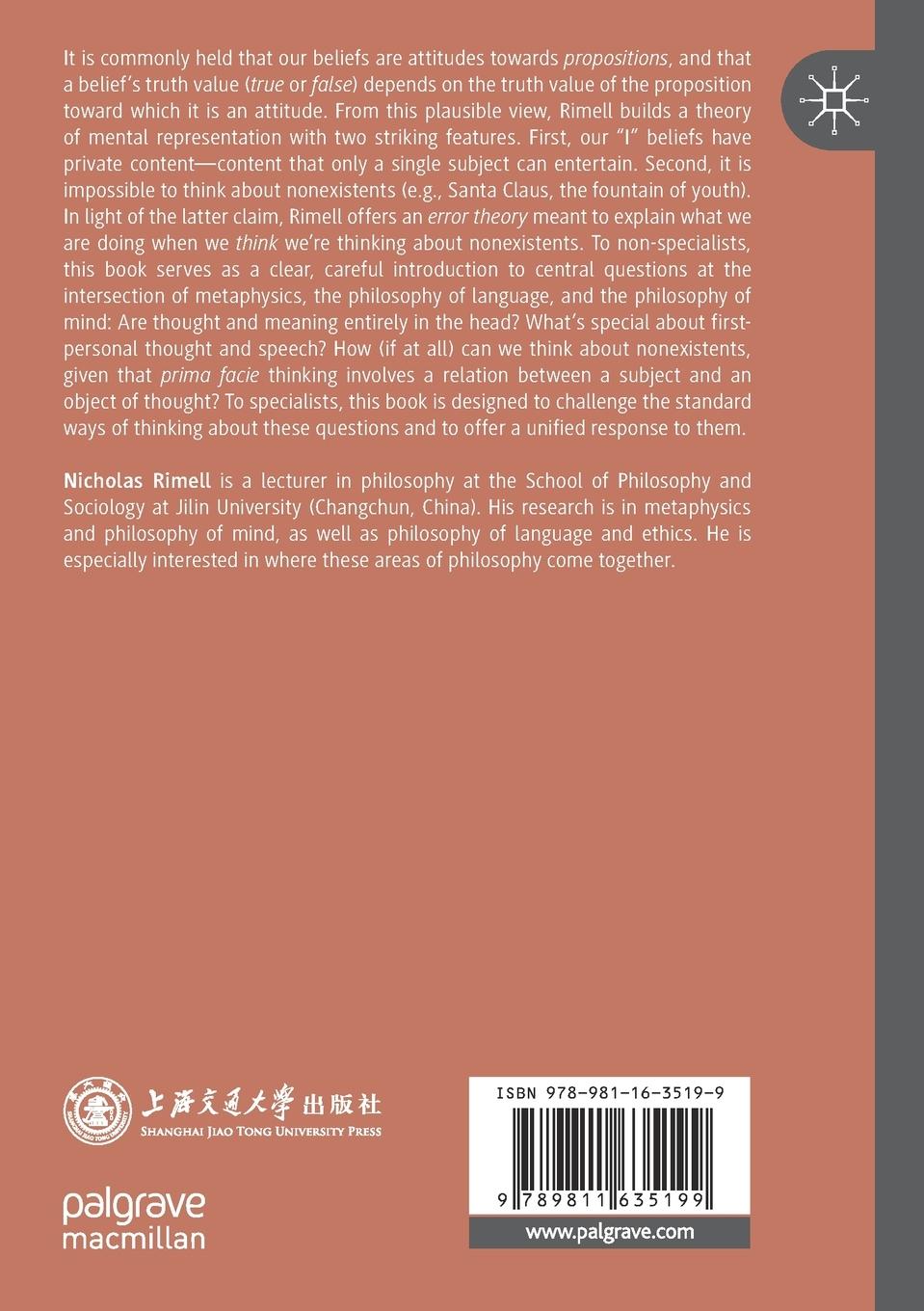 Rückseitencover Representational Content and the Objects of Thought