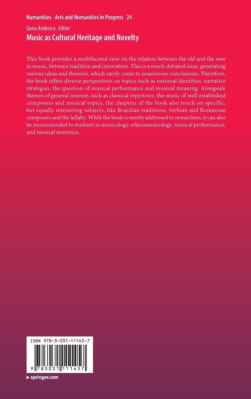 Rückseitencover Music as Cultural Heritage and Novelty