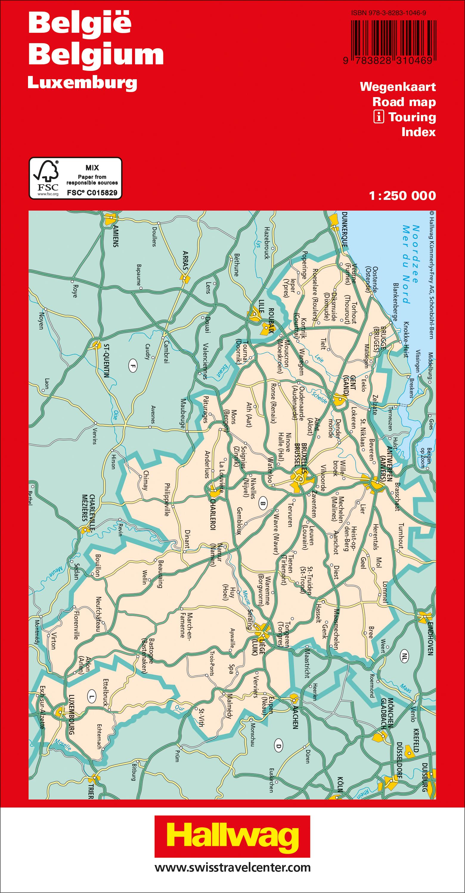 Rückseitencover Hallwag Strassenkarte Belgien 1:250.000