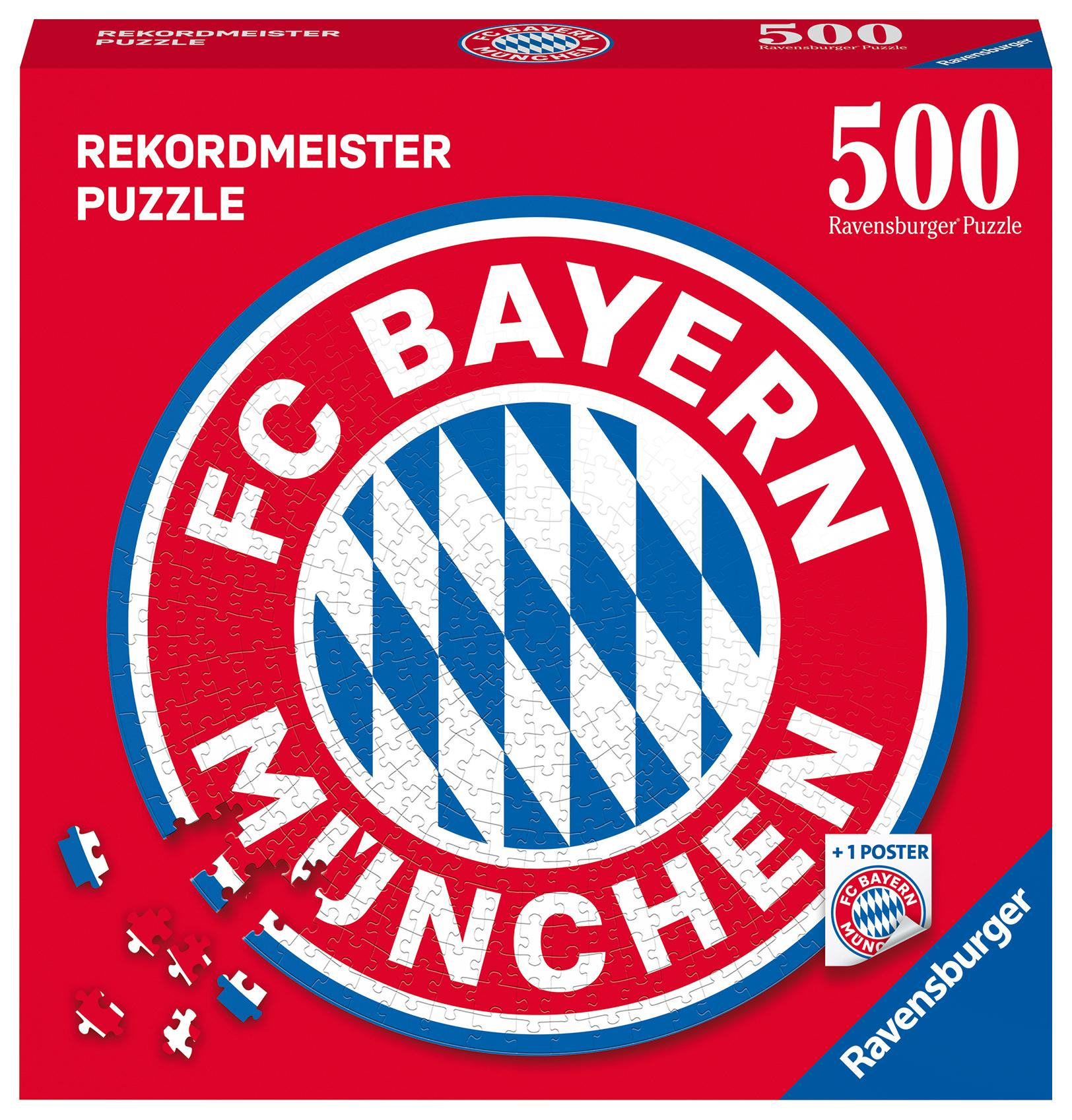 Vorderes Coverbild Erwachsenenpuzzle 500 Teile - FC Bayern München - FC Bayern Logo