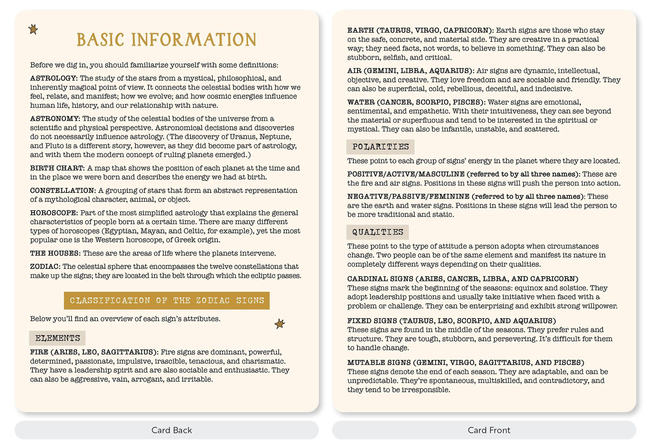 Beispielinhalt (Bild) Signs of the Zodiac Card Deck