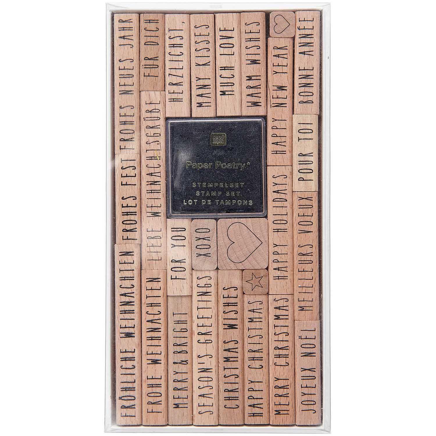 Vorderes Coverbild Stempelset Merry Christmas, Typewriter FSC 100%, 26 Stempel