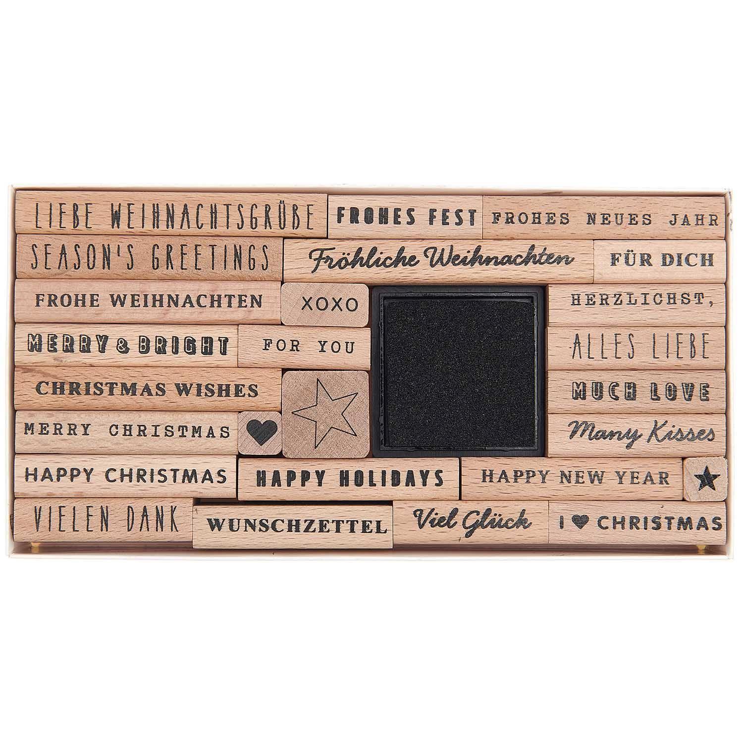 Vorderes Coverbild Stempelset Merry Christmas, Mixed type FSC 100%, 26 Stempel