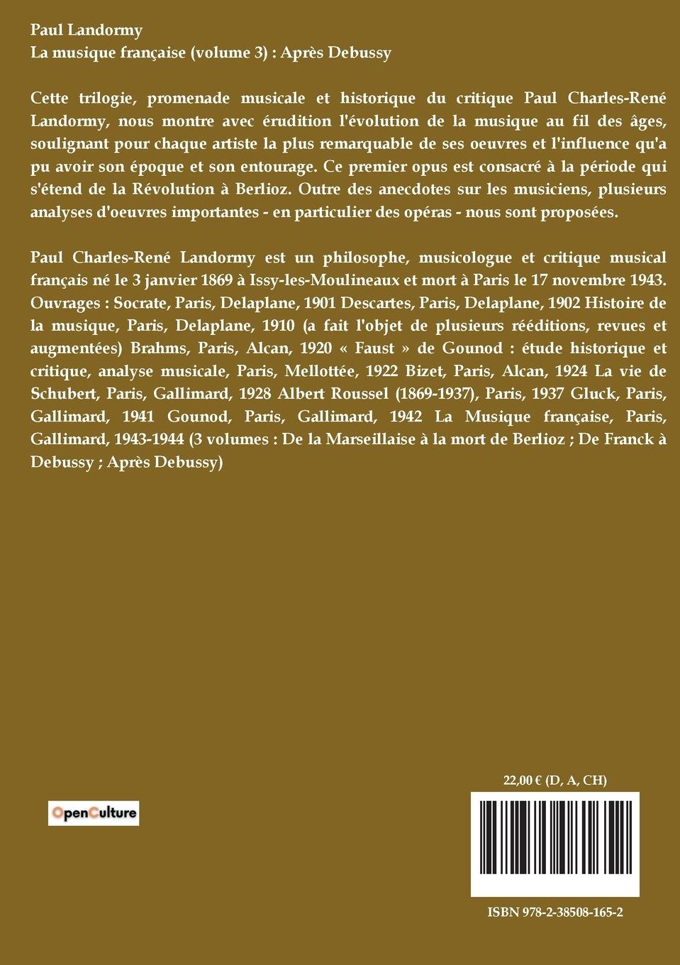 Rückseitencover La musique française (volume 3)