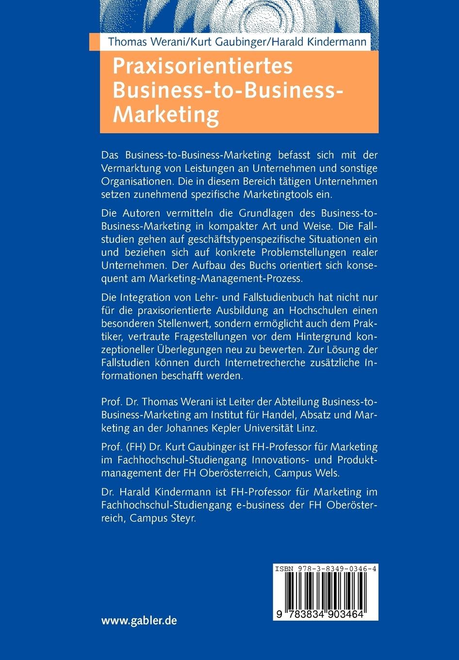 Rückseitencover Praxisorientiertes Business-to-Business-Marketing