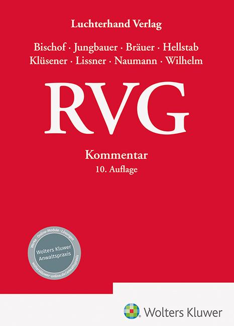 Vorderes Coverbild RVG Kommentar