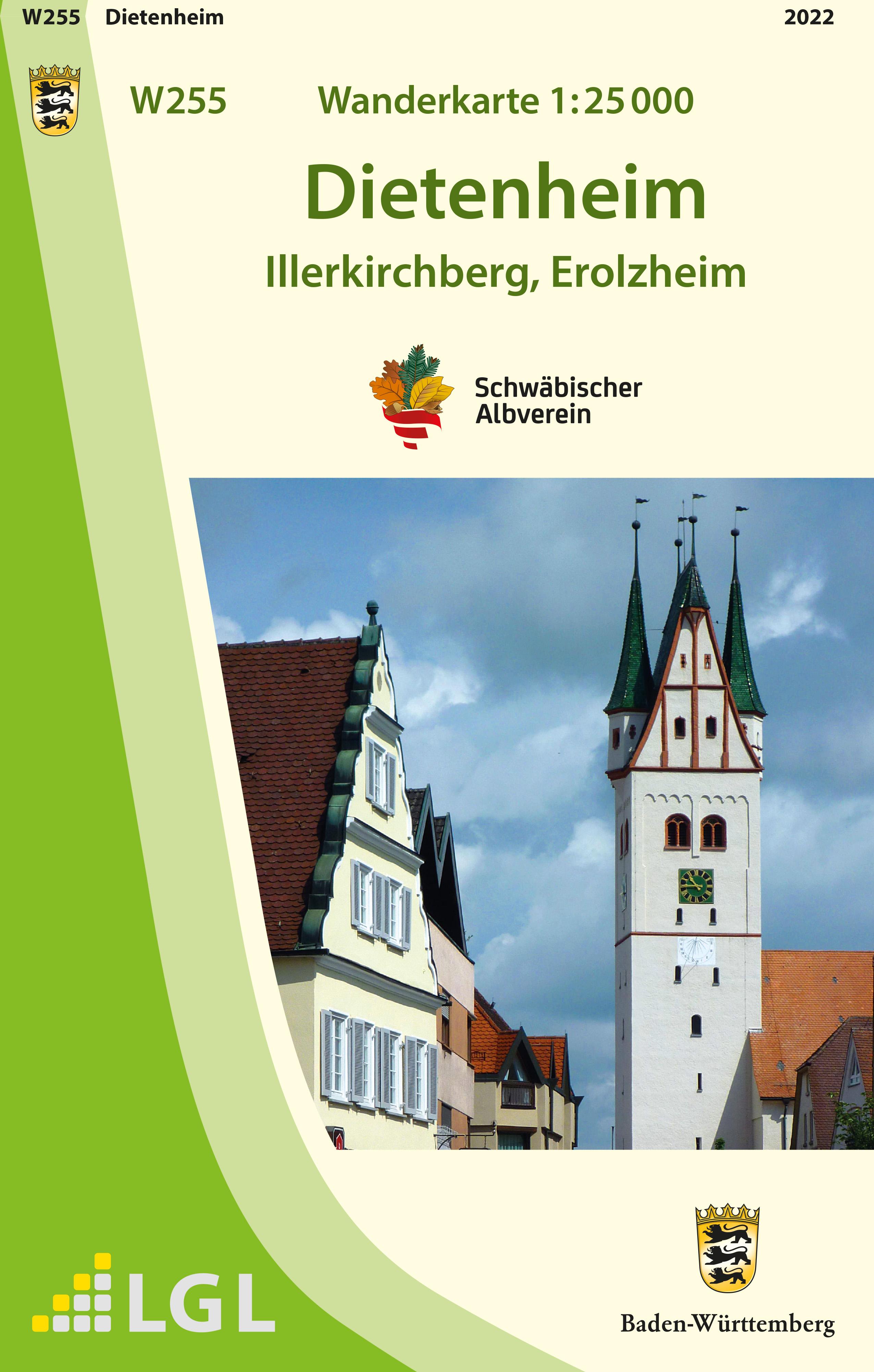 Vorderes Coverbild W255 Wanderkarte 1:25 000 Dietenheim