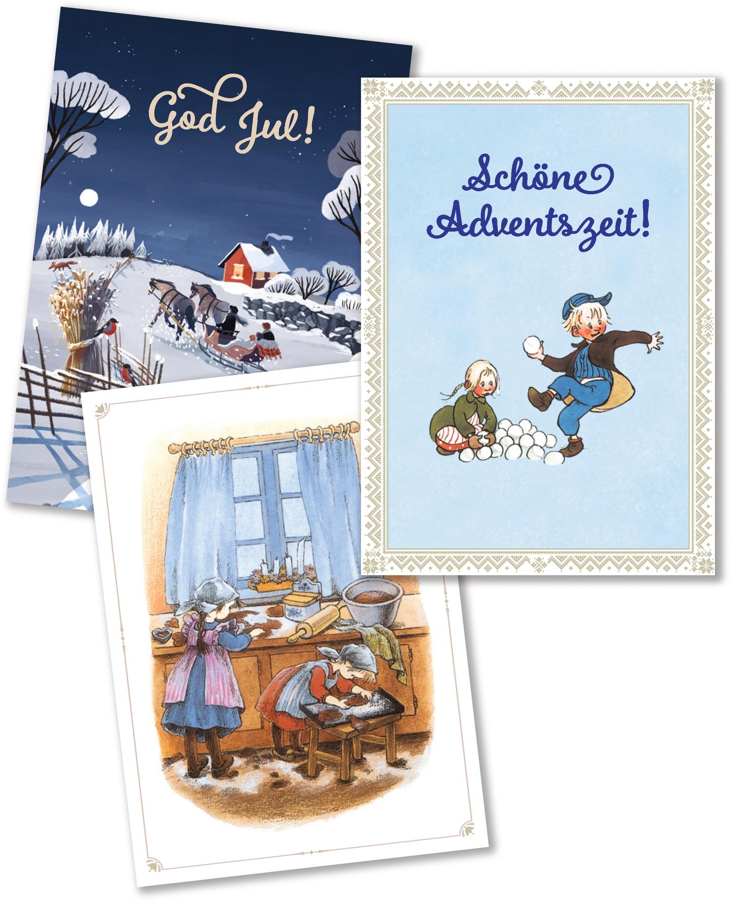 Beispielinhalt (Bild) Astrid Lindgren. God Jul. 12 wunderschöne Weihnachtskarten zum Verschicken