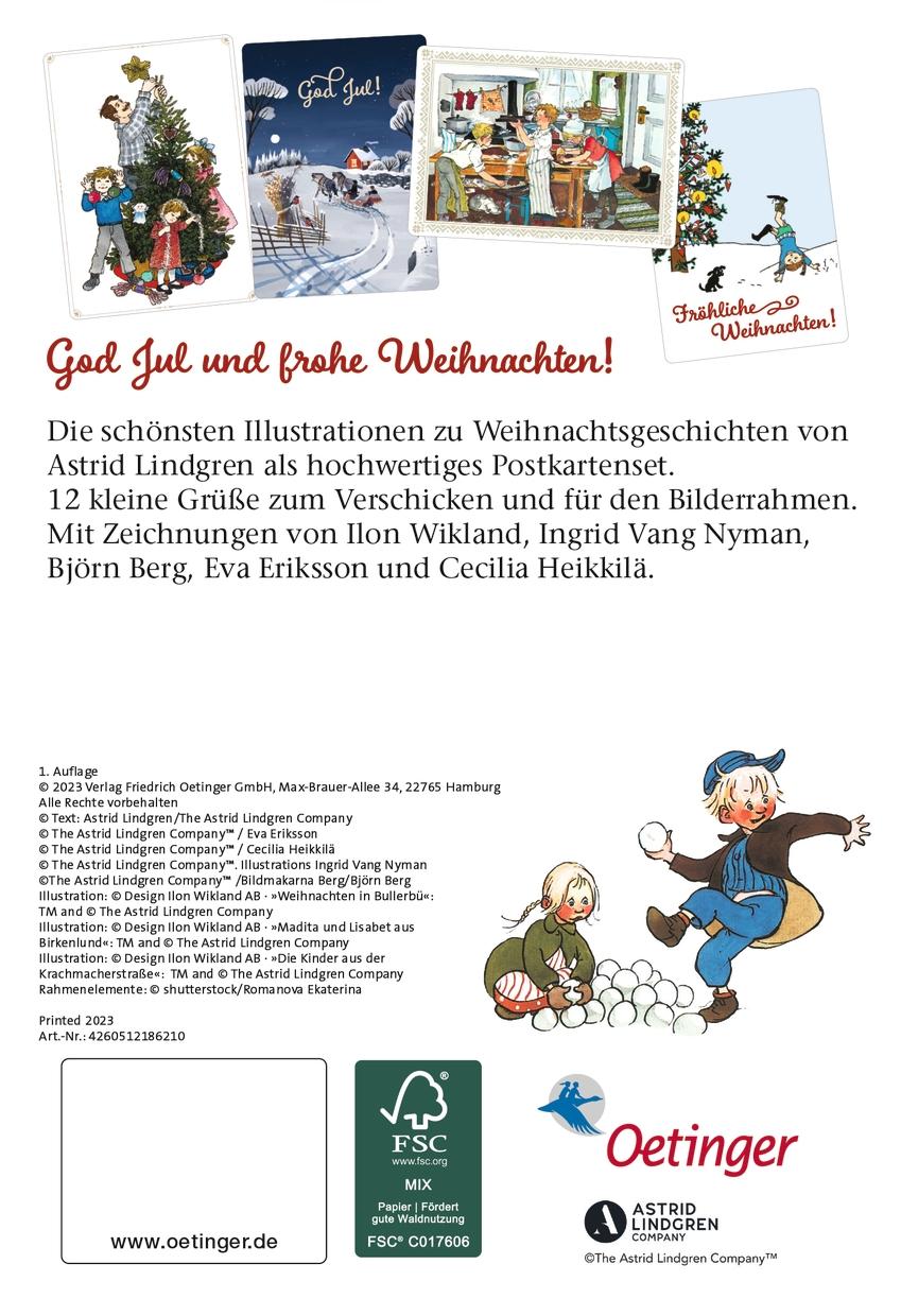 Rückseitencover Astrid Lindgren. God Jul. 12 wunderschöne Weihnachtskarten zum Verschicken